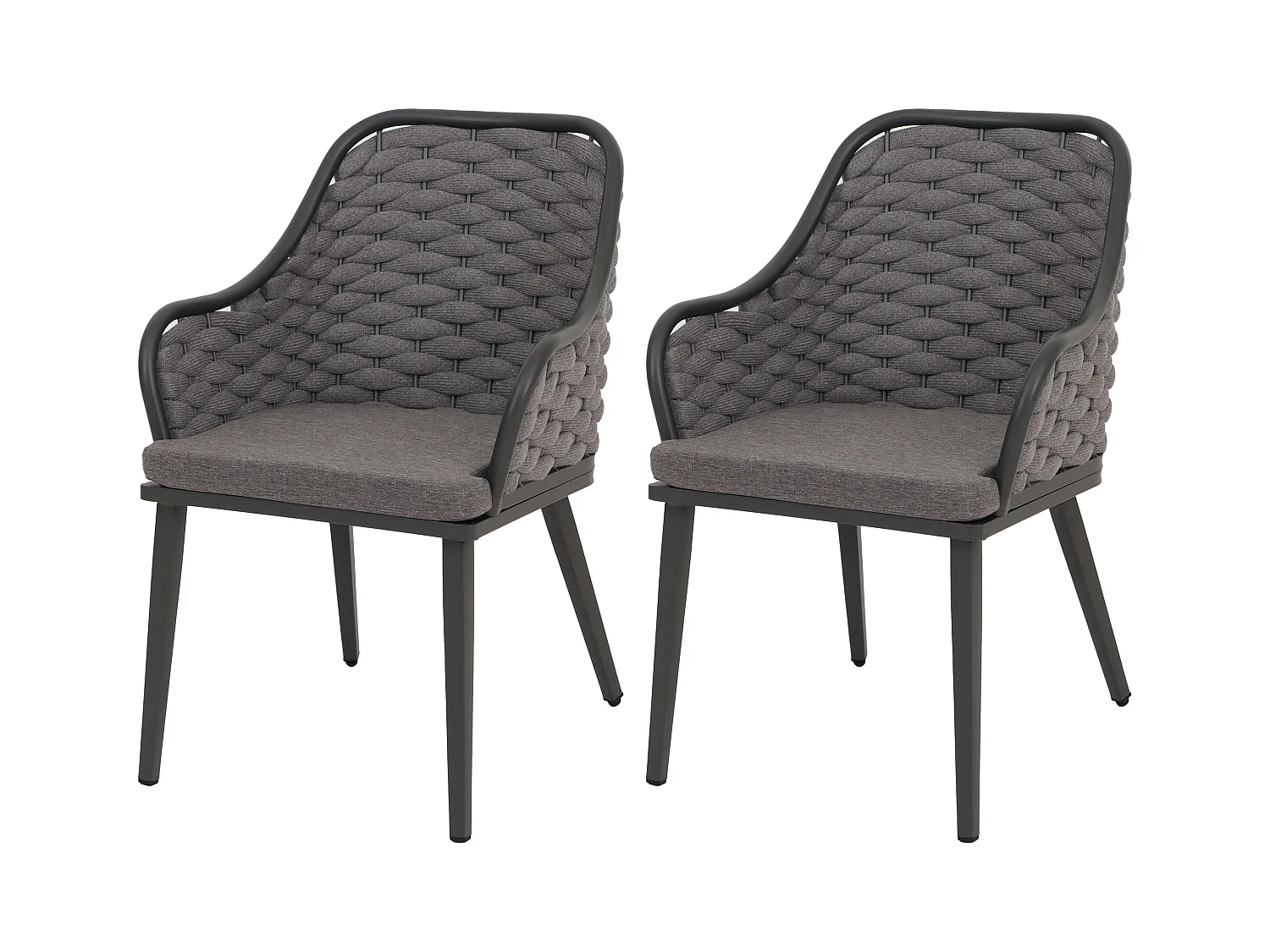 Gartenstuhl MCW-O16 (2er-Set), Anthrazit Kissen dunkelgrau