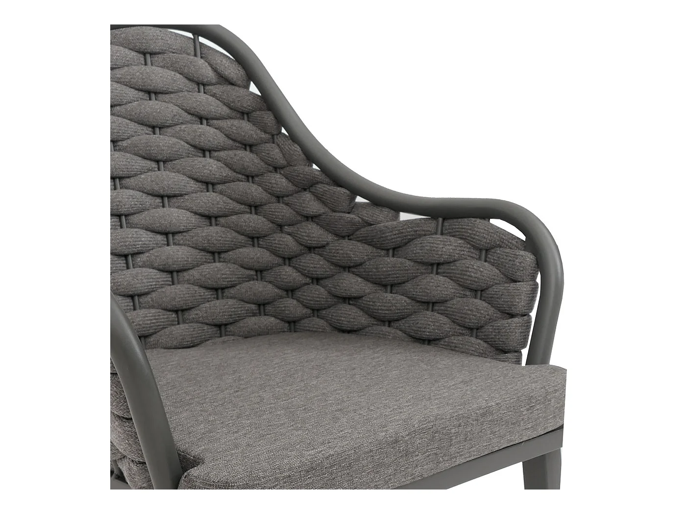 Gartenstuhl MCW-O16 (2er-Set), Anthrazit Kissen dunkelgrau