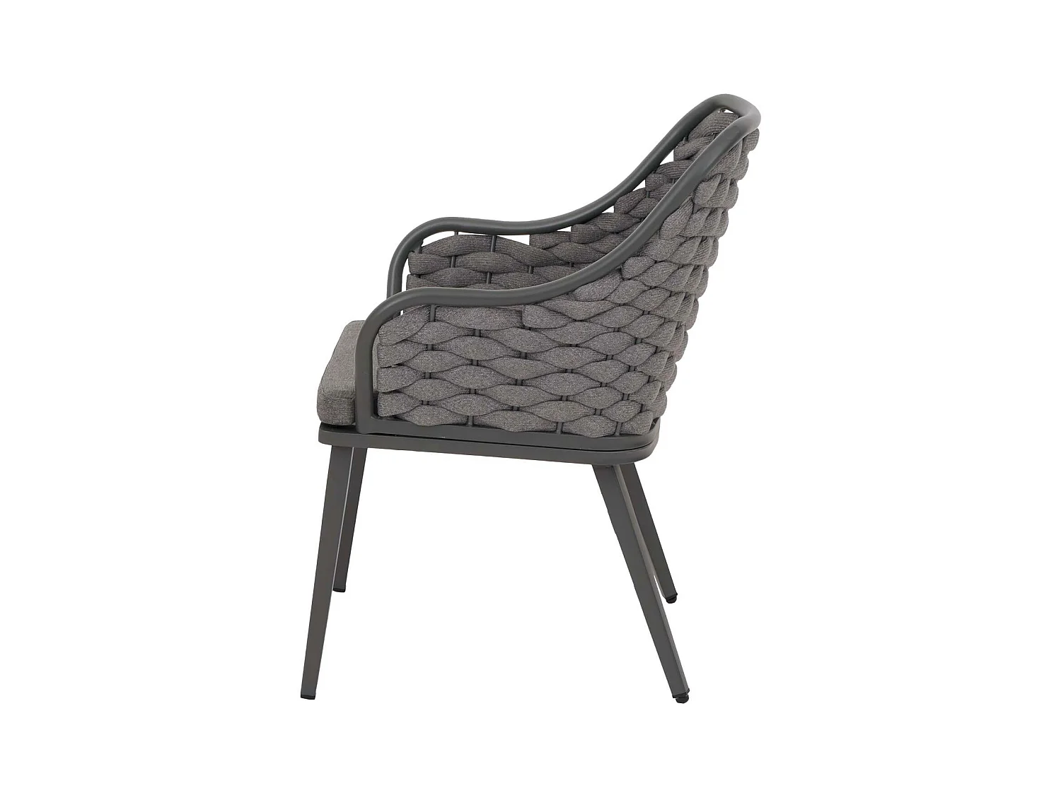 Gartenstuhl MCW-O16 (2er-Set), Anthrazit Kissen dunkelgrau