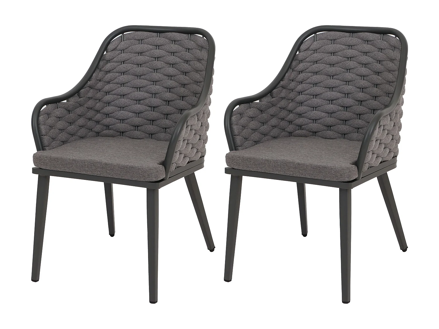 Chaise de jardin MCW-O16 (lot de 2),  anthracite Coussin gris foncé