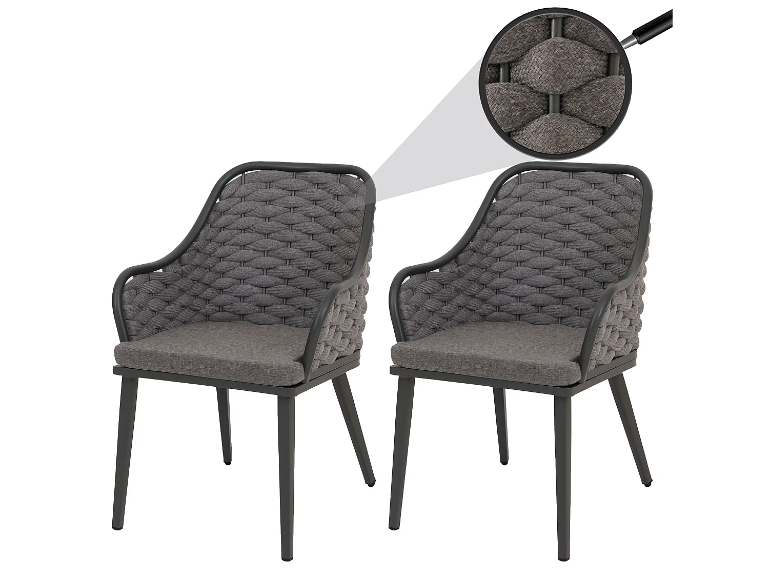 Krzesło ogrodowe MCW-O16 (zestaw 2 sztuk),  antracyt Poduszka ciemnoszara