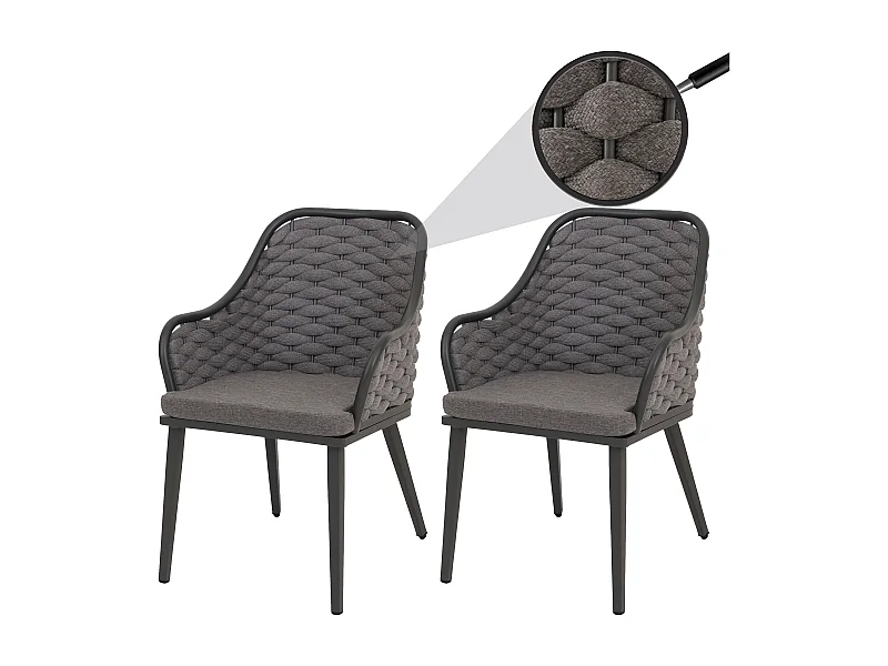 Tuinstoel MCW-O16 (set van 2),  antraciet Kussen donkergrijs