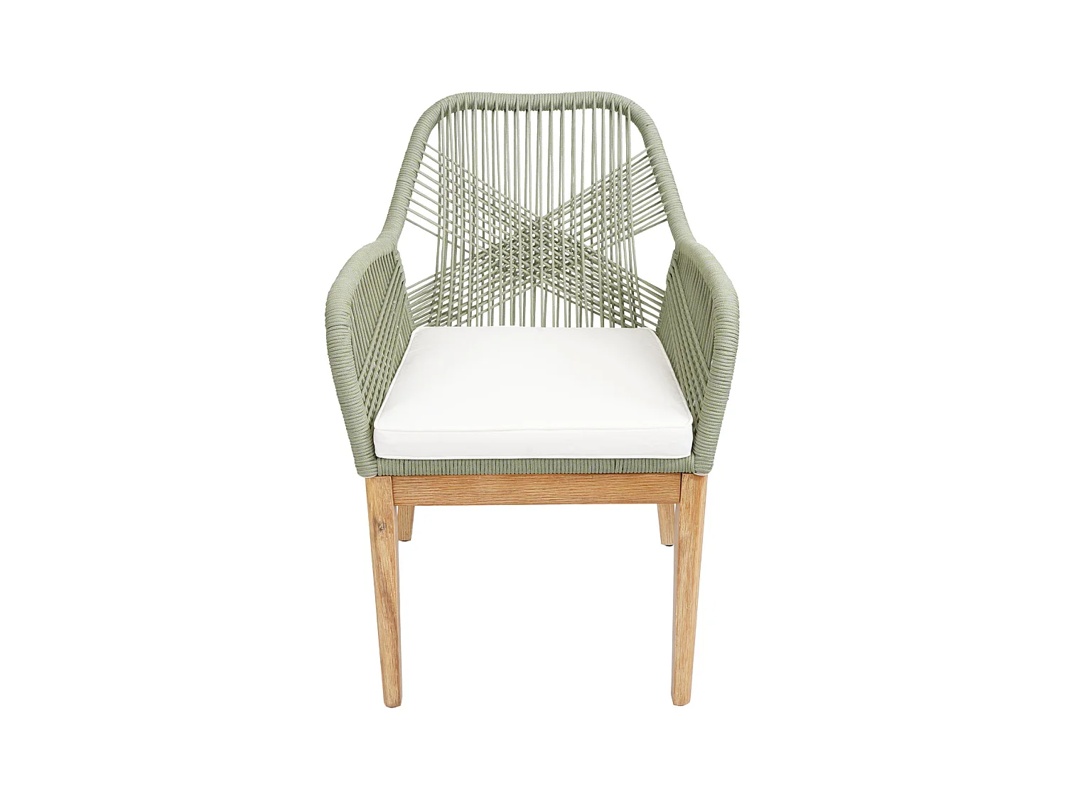 Krzesło ogrodowe MCW-H56b (zestaw 2 sztuk),  zielony poduszki kremowy