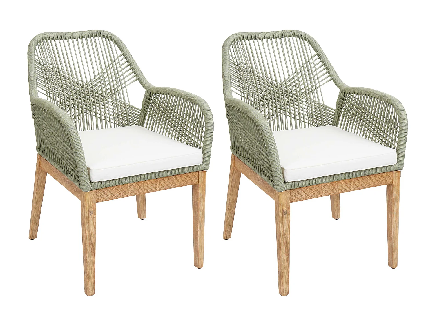 Chaise de jardin MCW-H56b (lot de 2),  vert coussin crème