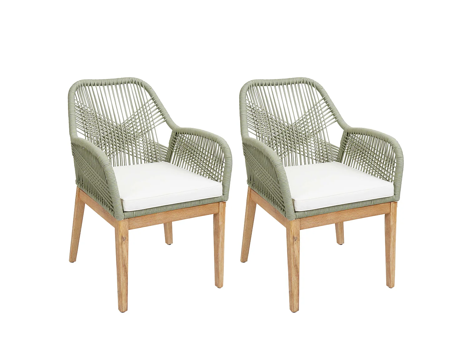 Chaise de jardin MCW-H56b (lot de 2),  vert coussin crème