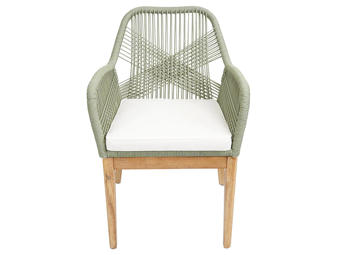 Chaise de jardin MCW-H56b (lot de 2),  vert coussin crème