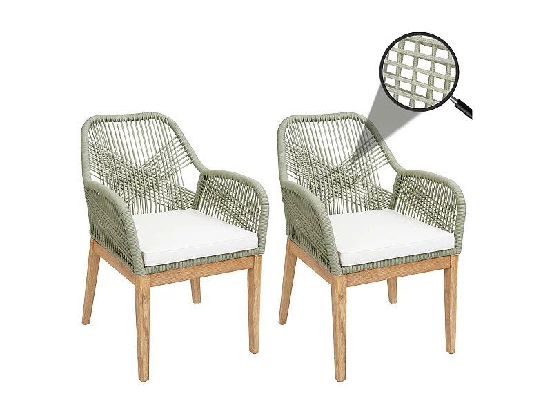 Gartenstuhl MCW-H56b (2er-Set), Grün Kissen creme