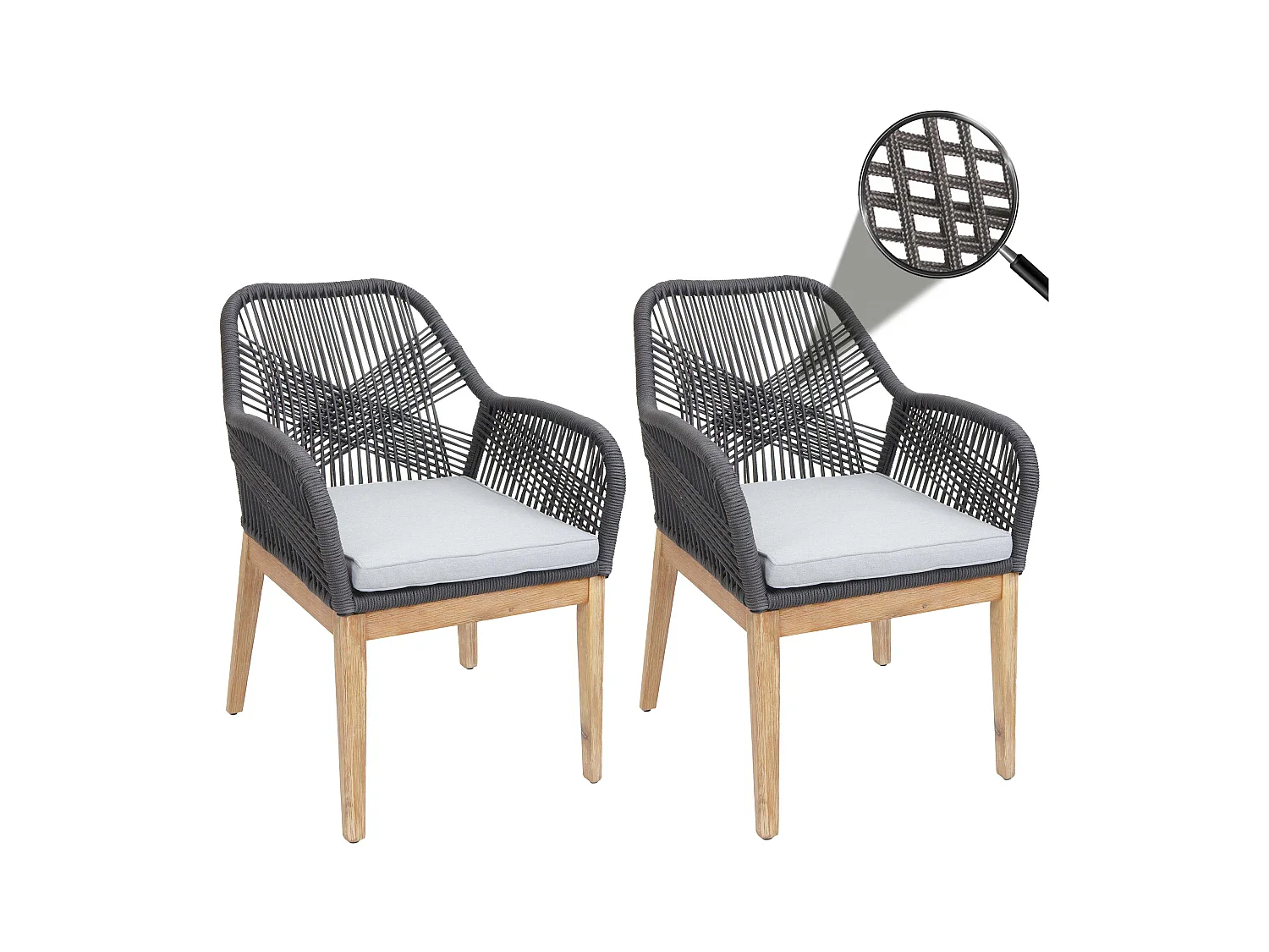 Krzesło ogrodowe MCW-H56b (zestaw 2 sztuk),  ciemnoszary Poduszki jasnoszary