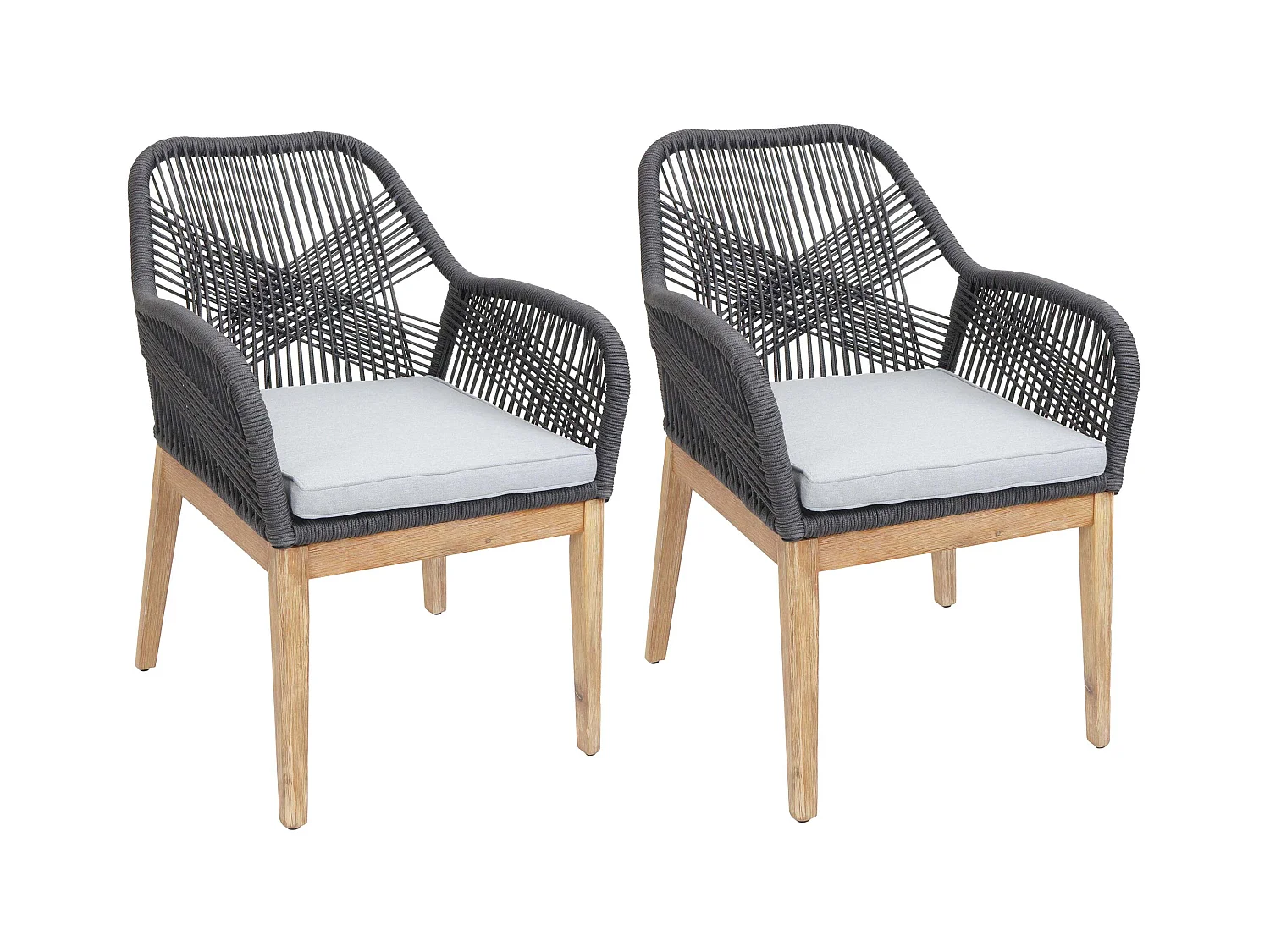 Krzesło ogrodowe MCW-H56b (zestaw 2 sztuk),  ciemnoszary Poduszki jasnoszary