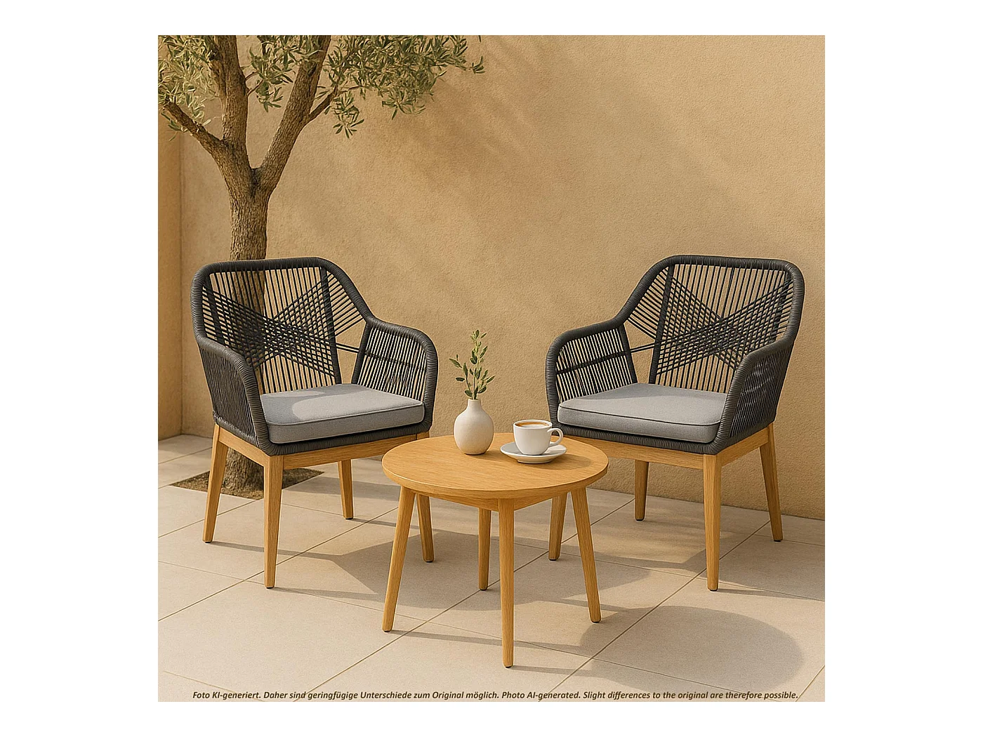 Krzesło ogrodowe MCW-H56b (zestaw 2 sztuk),  ciemnoszary Poduszki jasnoszary