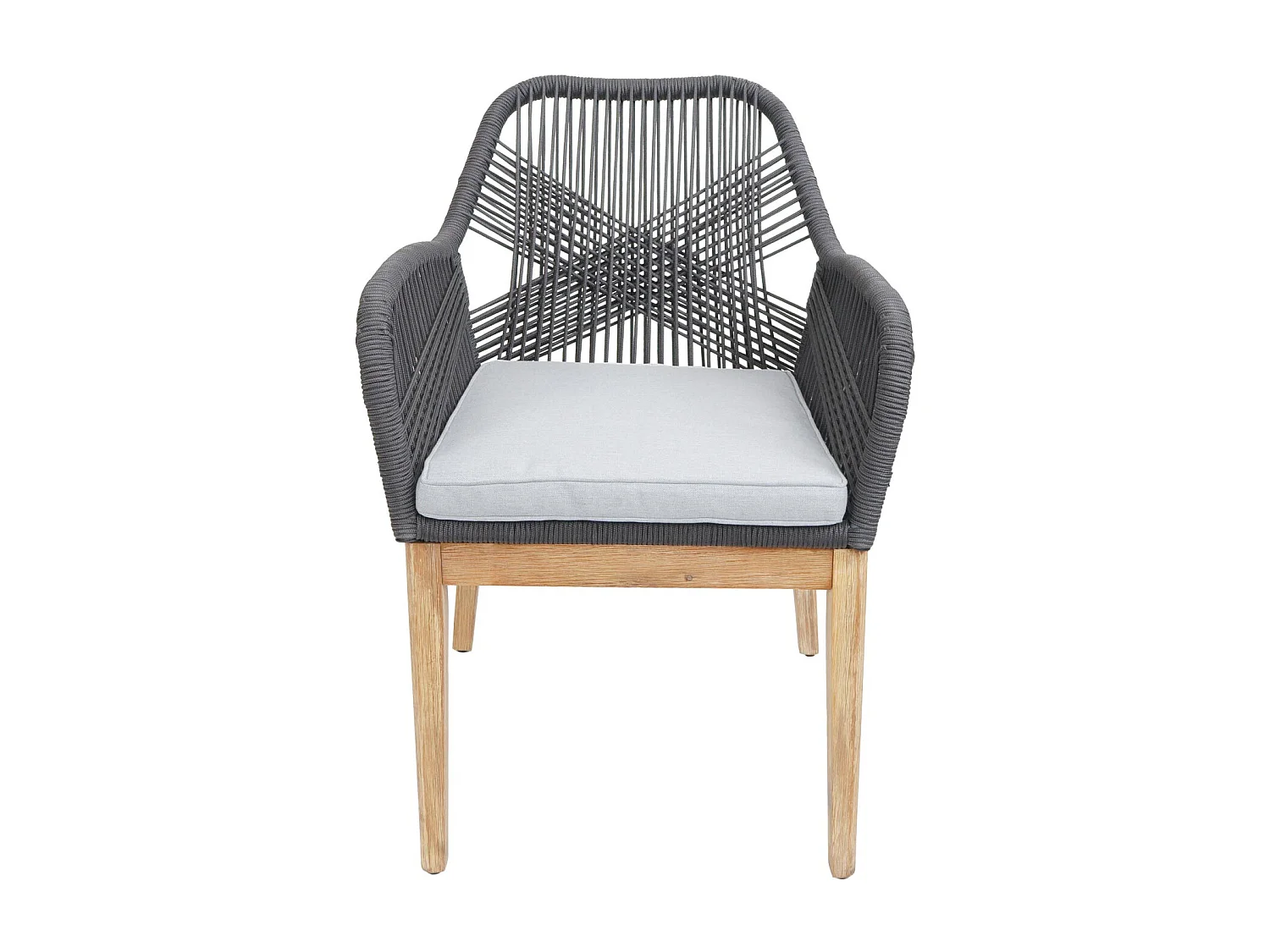 Chaise de jardin MCW-H56b (lot de 2),  gris foncé coussin gris clair