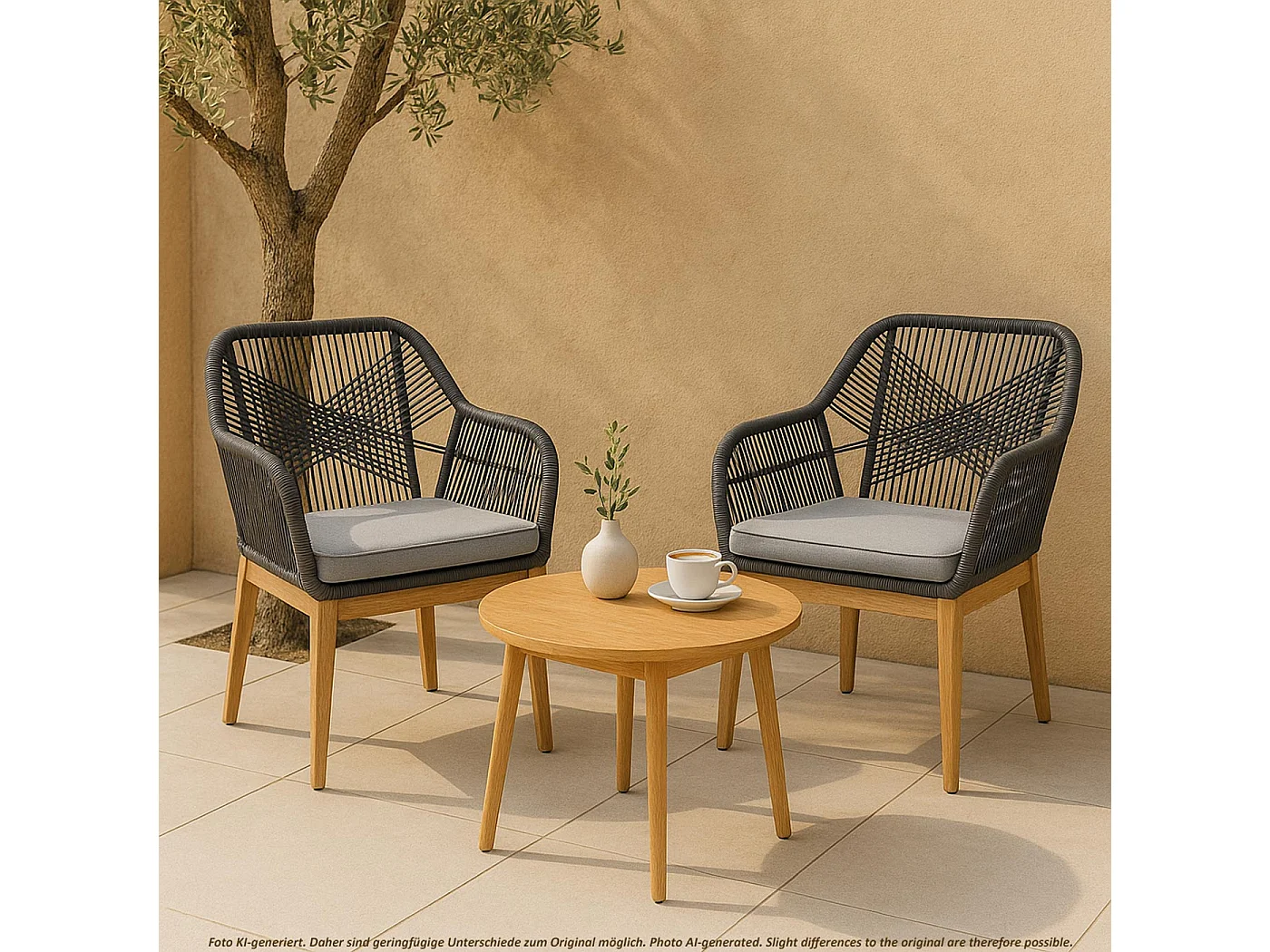 Chaise de jardin MCW-H56b (lot de 2),  gris foncé coussin gris clair