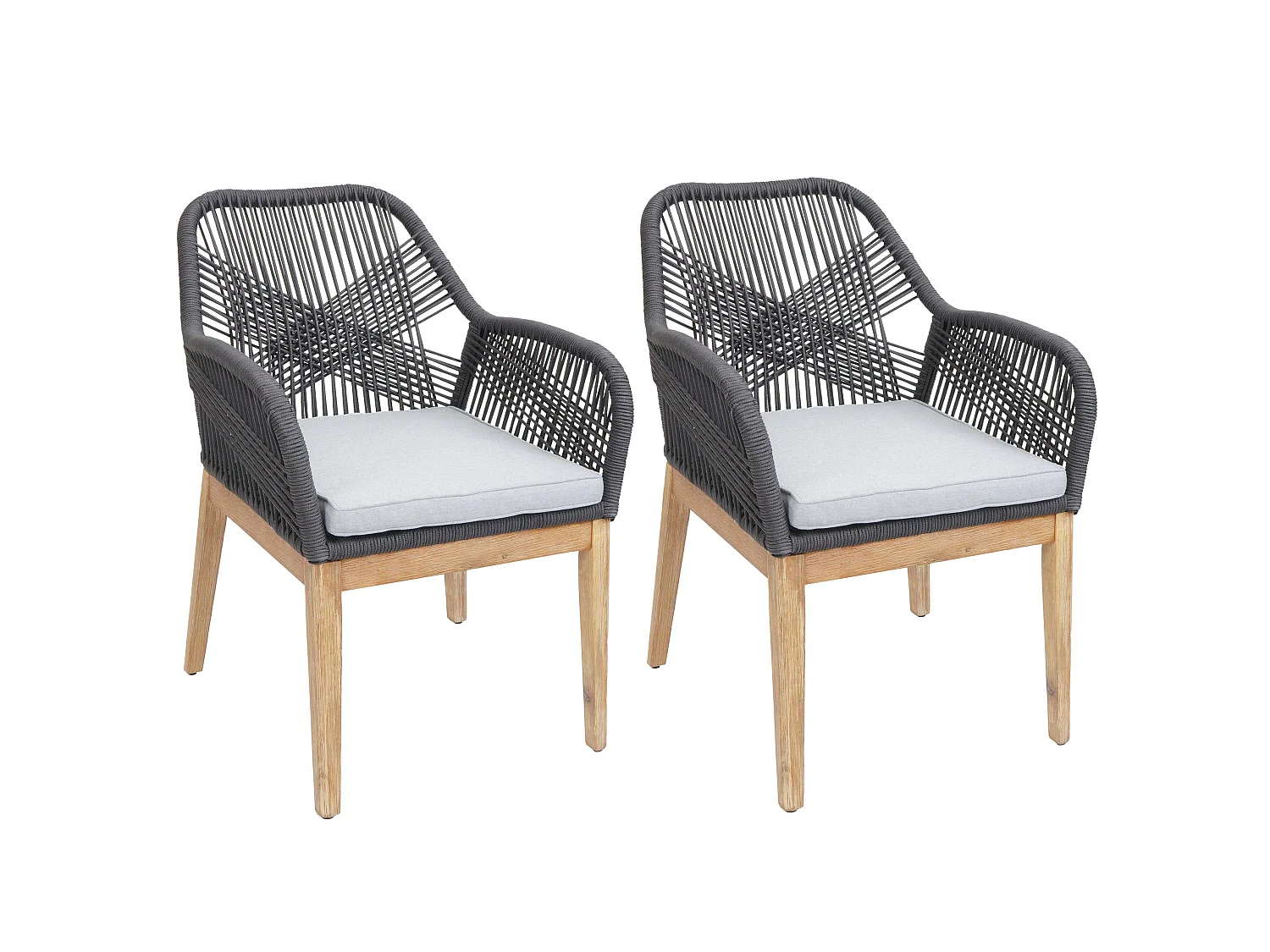 Chaise de jardin MCW-H56b (lot de 2),  gris foncé coussin gris clair