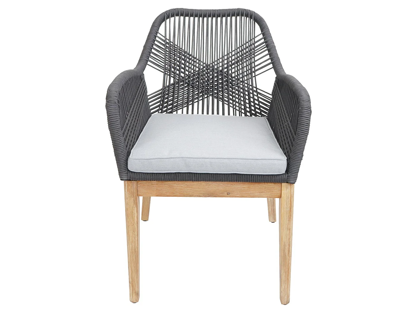 Chaise de jardin MCW-H56b (lot de 2),  gris foncé coussin gris clair