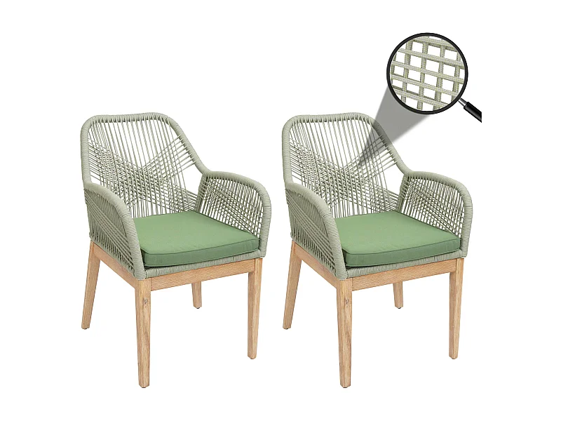 Chaise de jardin MCW-H56b (lot de 2),  vert coussin vert