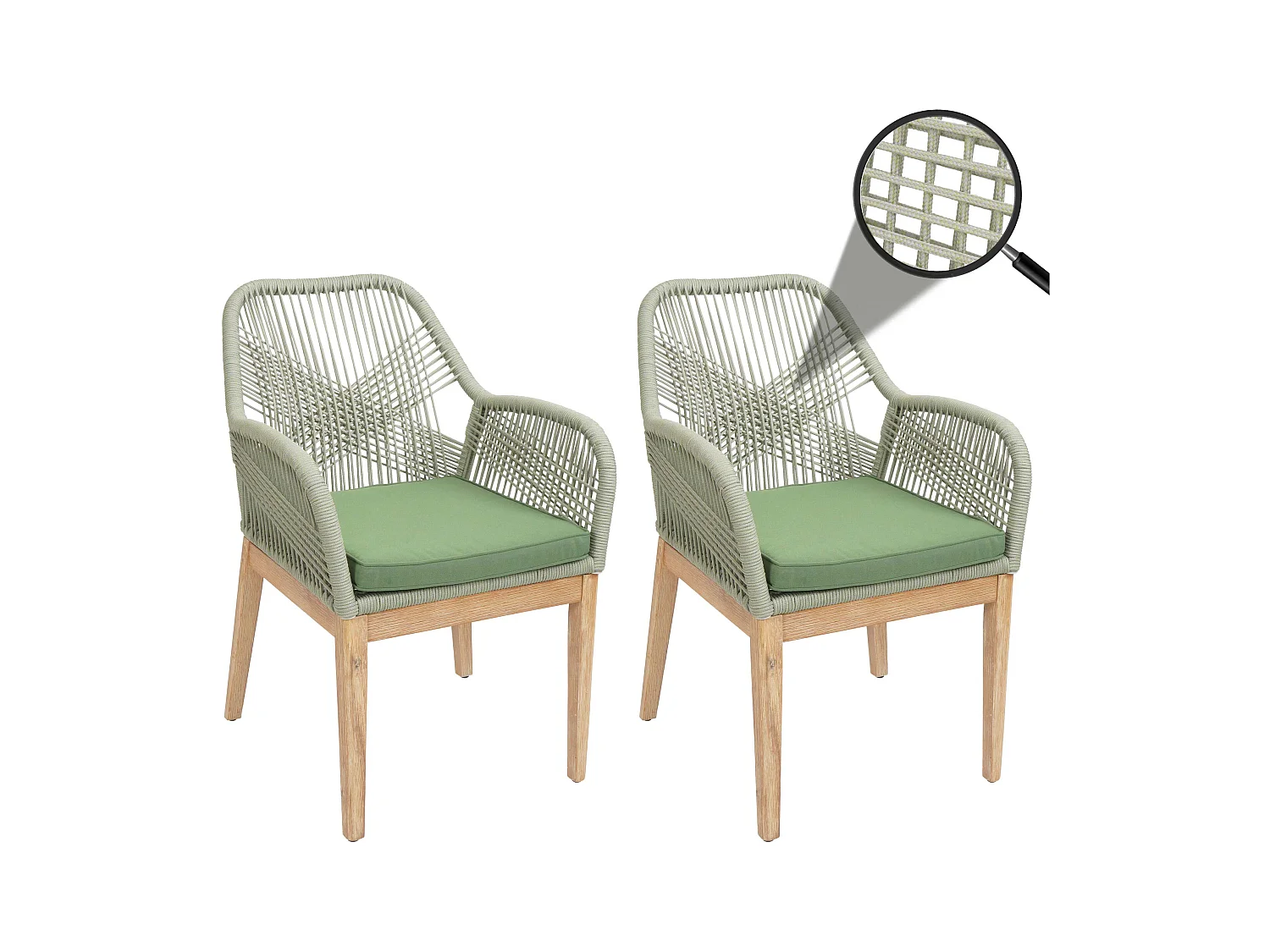 Chaise de jardin MCW-H56b (lot de 2),  vert coussin vert