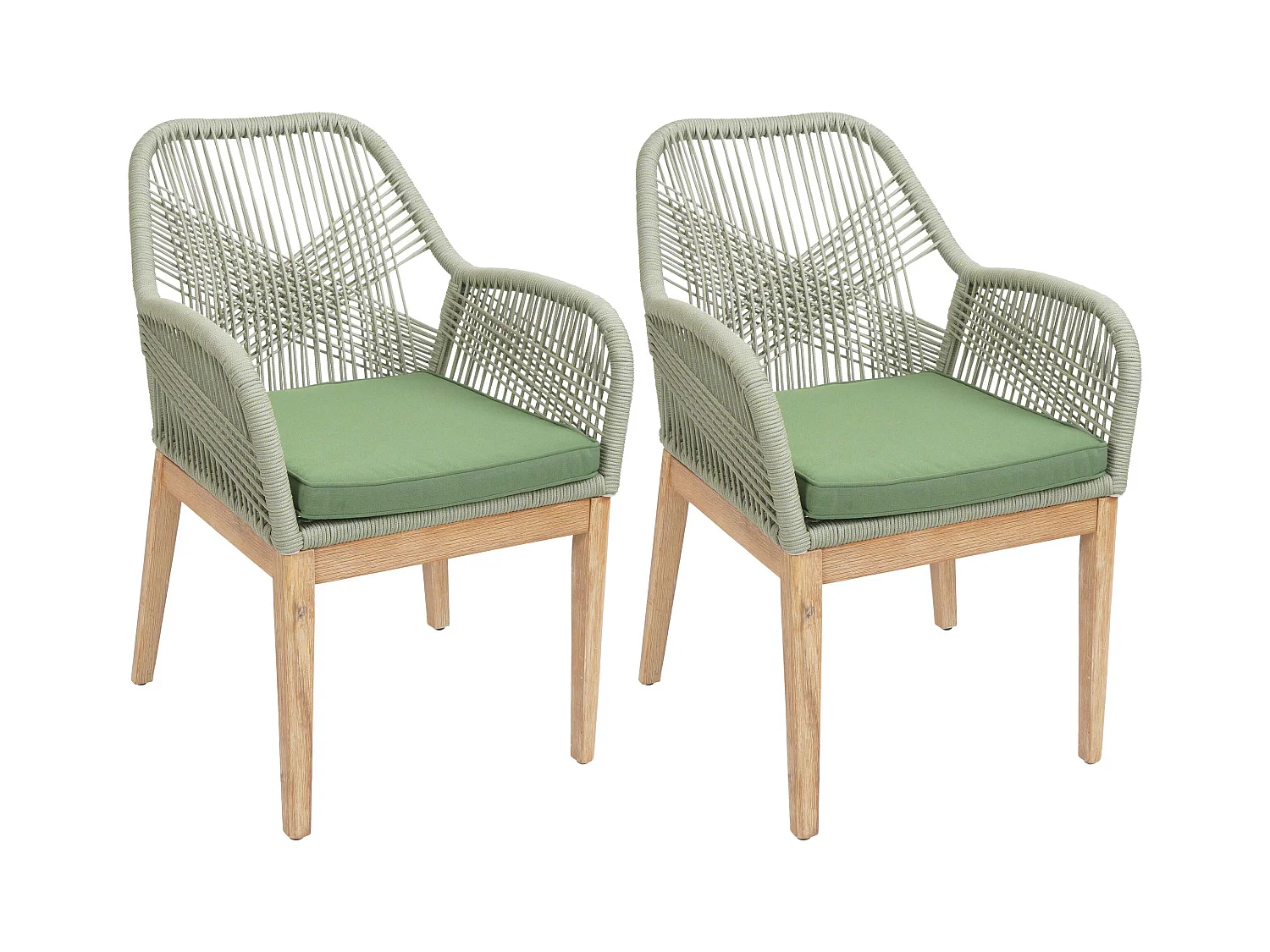 Chaise de jardin MCW-H56b (lot de 2),  vert coussin vert