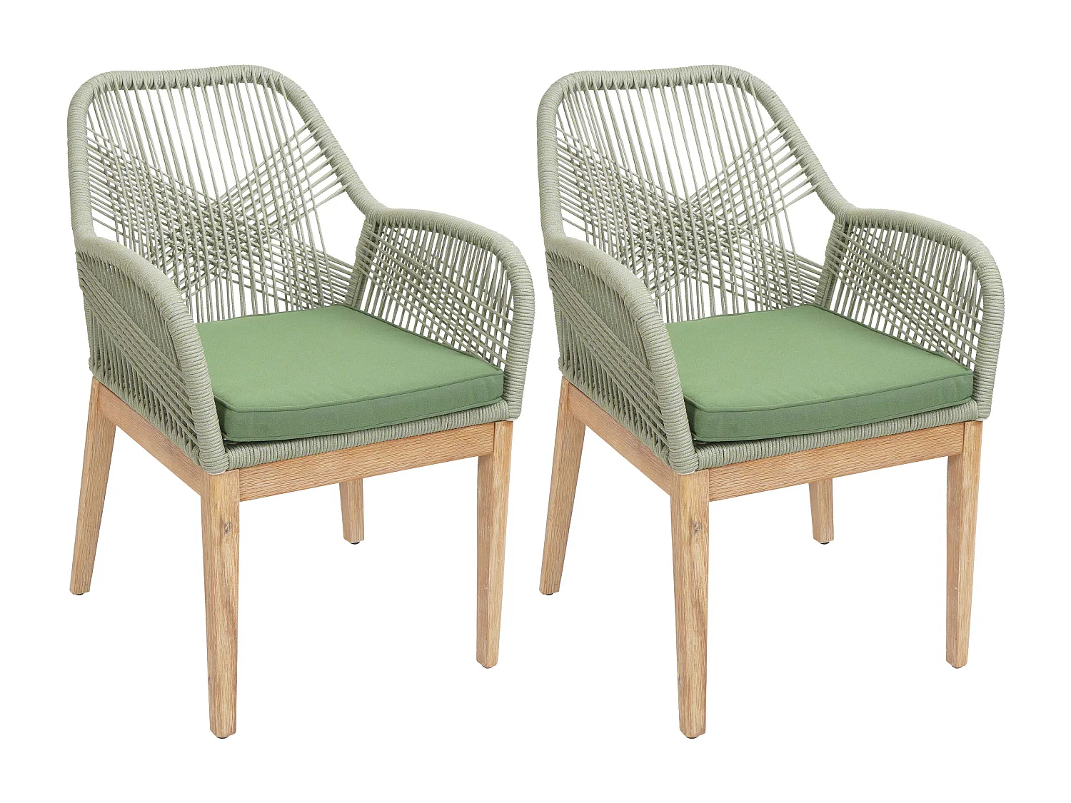 Chaise de jardin MCW-H56b (lot de 2),  vert coussin vert