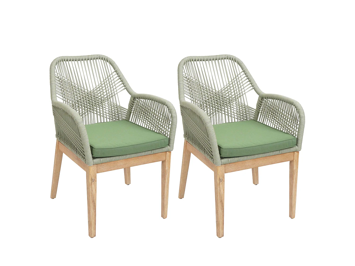 Chaise de jardin MCW-H56b (lot de 2),  vert coussin vert