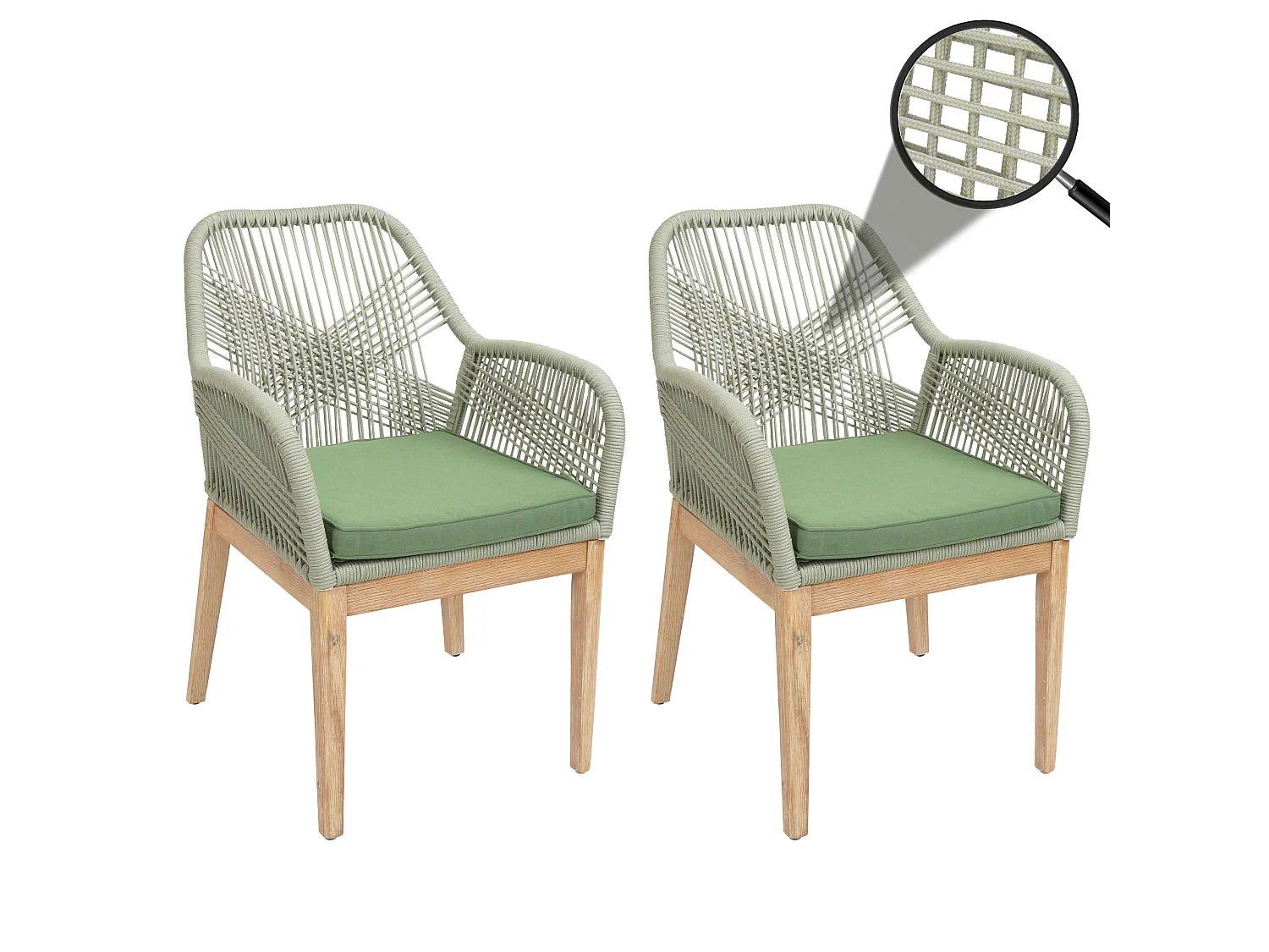 Chaise de jardin MCW-H56b (lot de 2),  vert coussin vert