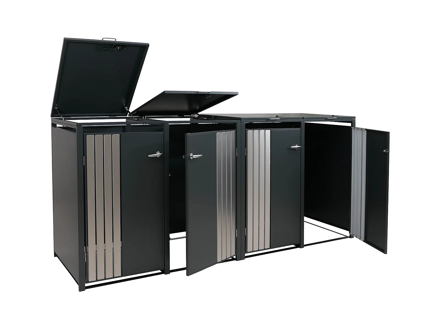 4-delige afvalbakbekleding MCW-O67,  antraciet roestvrij staal