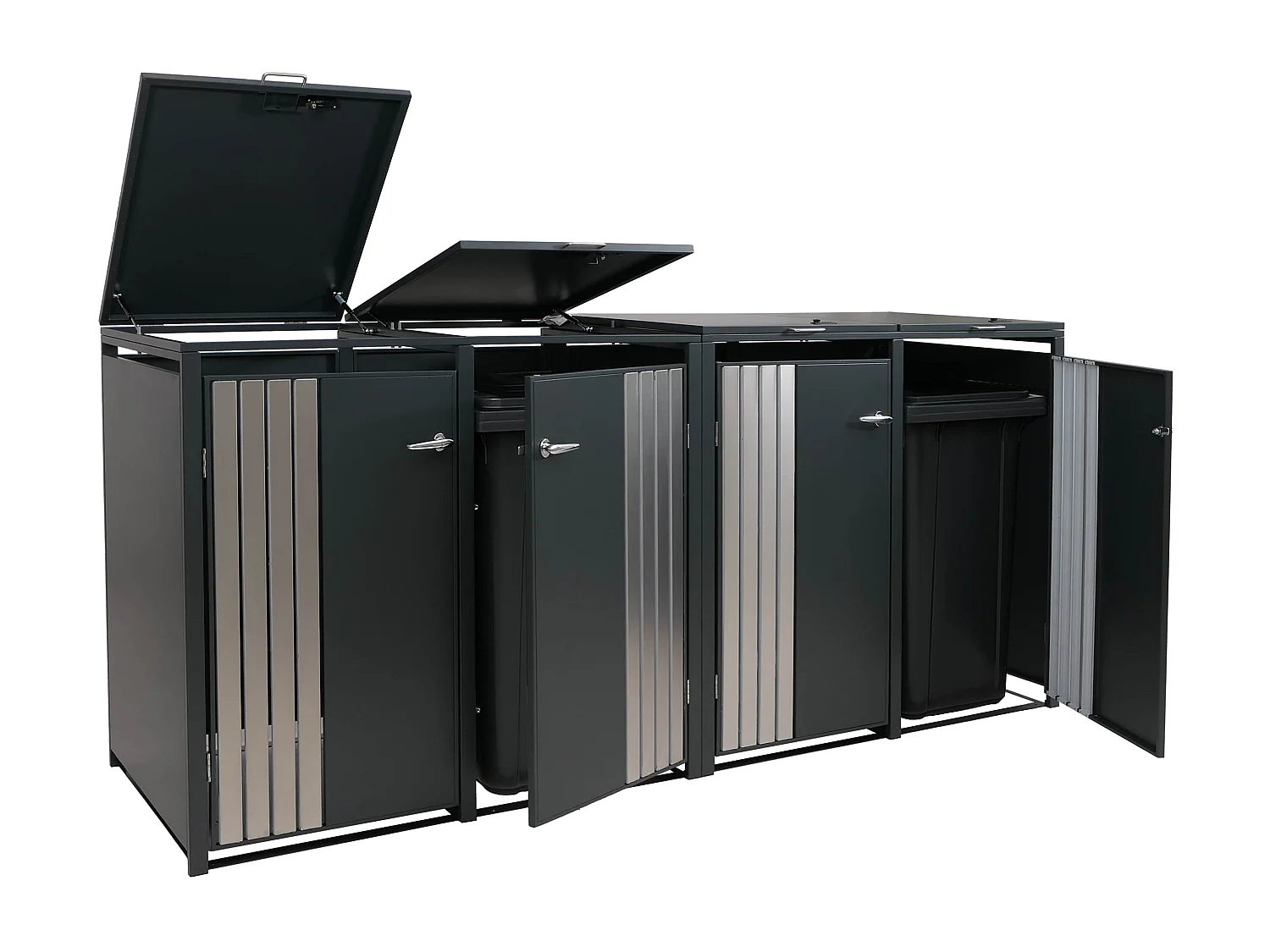 4er-Mülltonnenverkleidung MCW-O67, Anthrazit Edelstahl