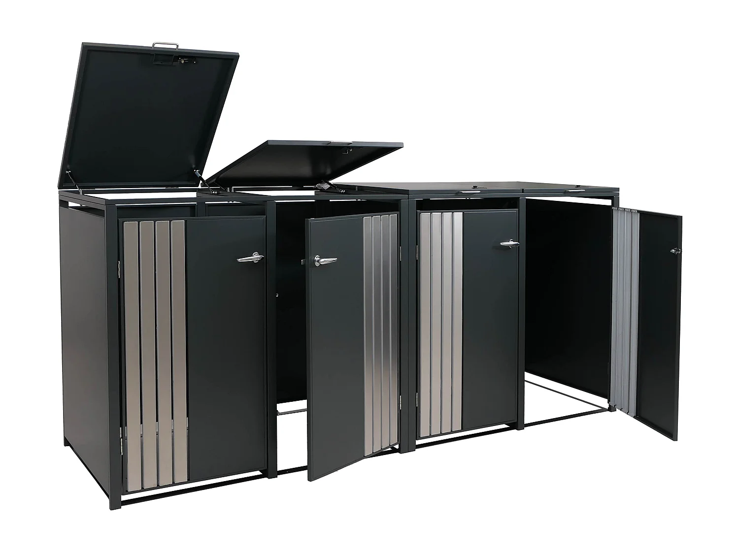 4er-Mülltonnenverkleidung MCW-O67, Anthrazit Edelstahl