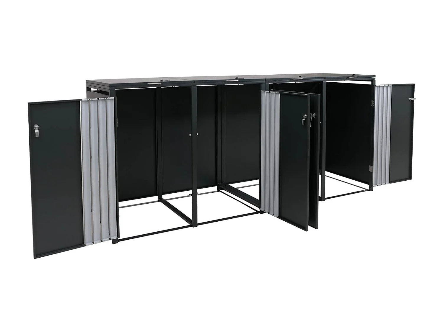 4er-Mülltonnenverkleidung MCW-O67, Anthrazit Edelstahl