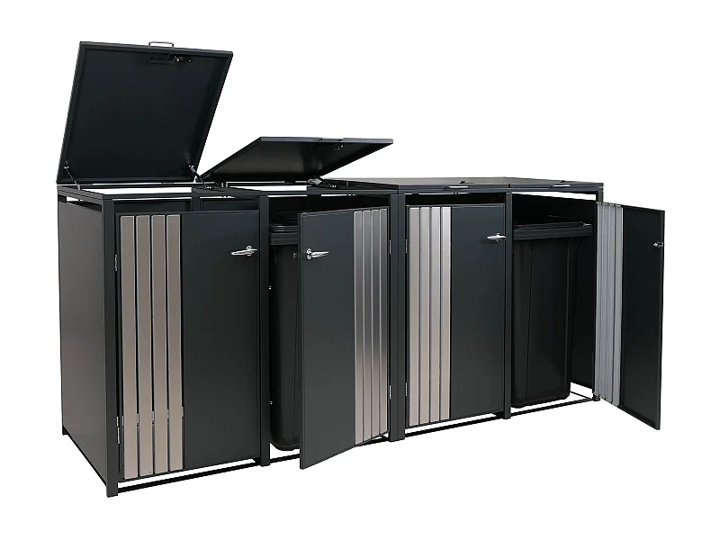 4er-Mülltonnenverkleidung MCW-O67, Anthrazit Edelstahl