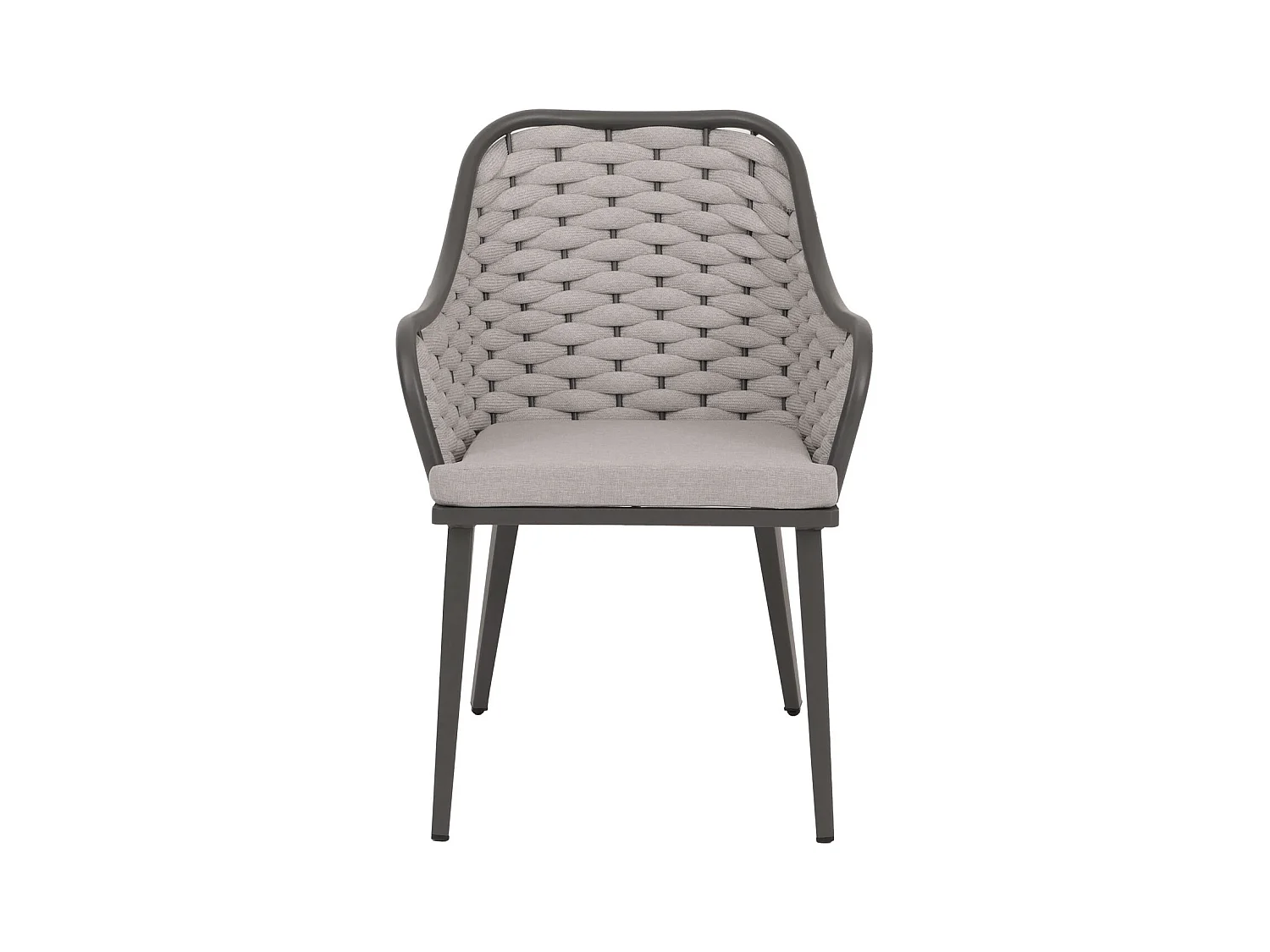 Gartenstuhl MCW-O16 (2er-Set), Hellgrau Kissen hellgrau