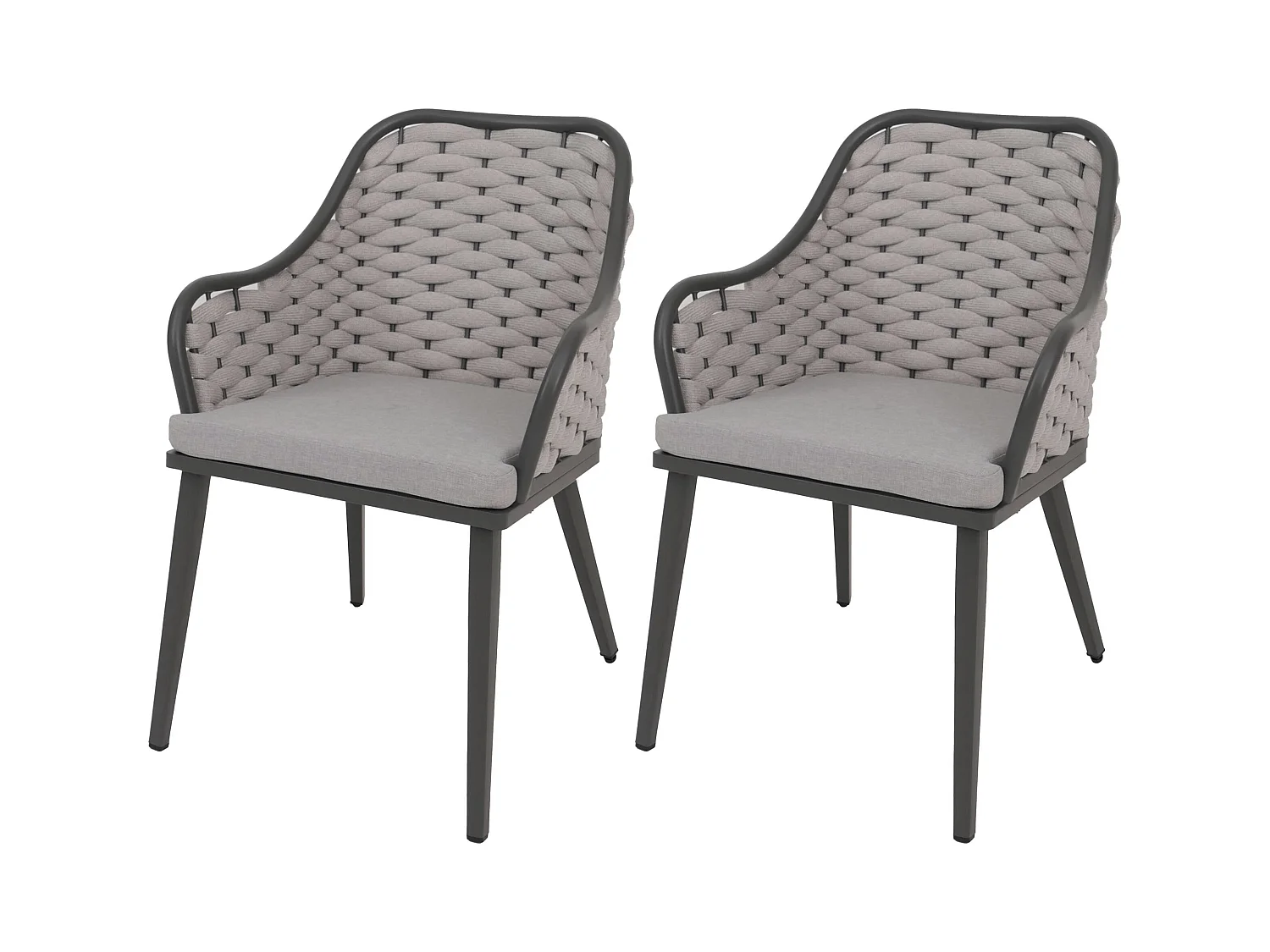 Silla de jardín MCW-O16 (juego de 2),  gris claro Cojín gris claro