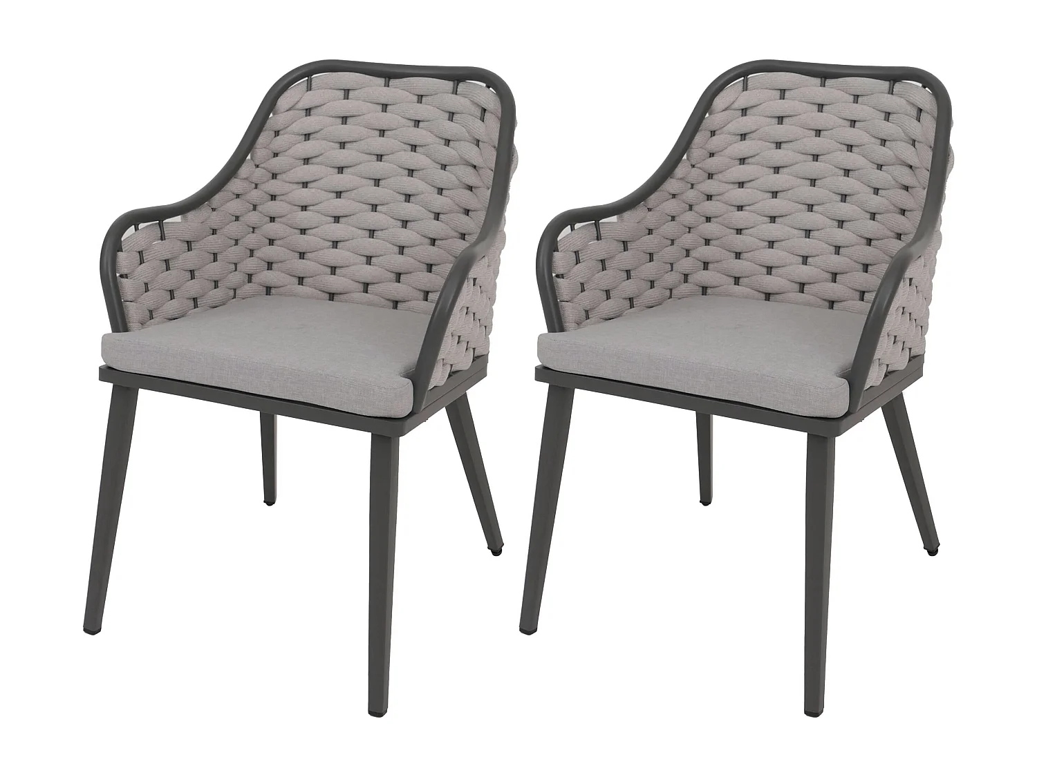 Chaise de jardin MCW-O16 (lot de 2),  gris clair Coussin gris clair