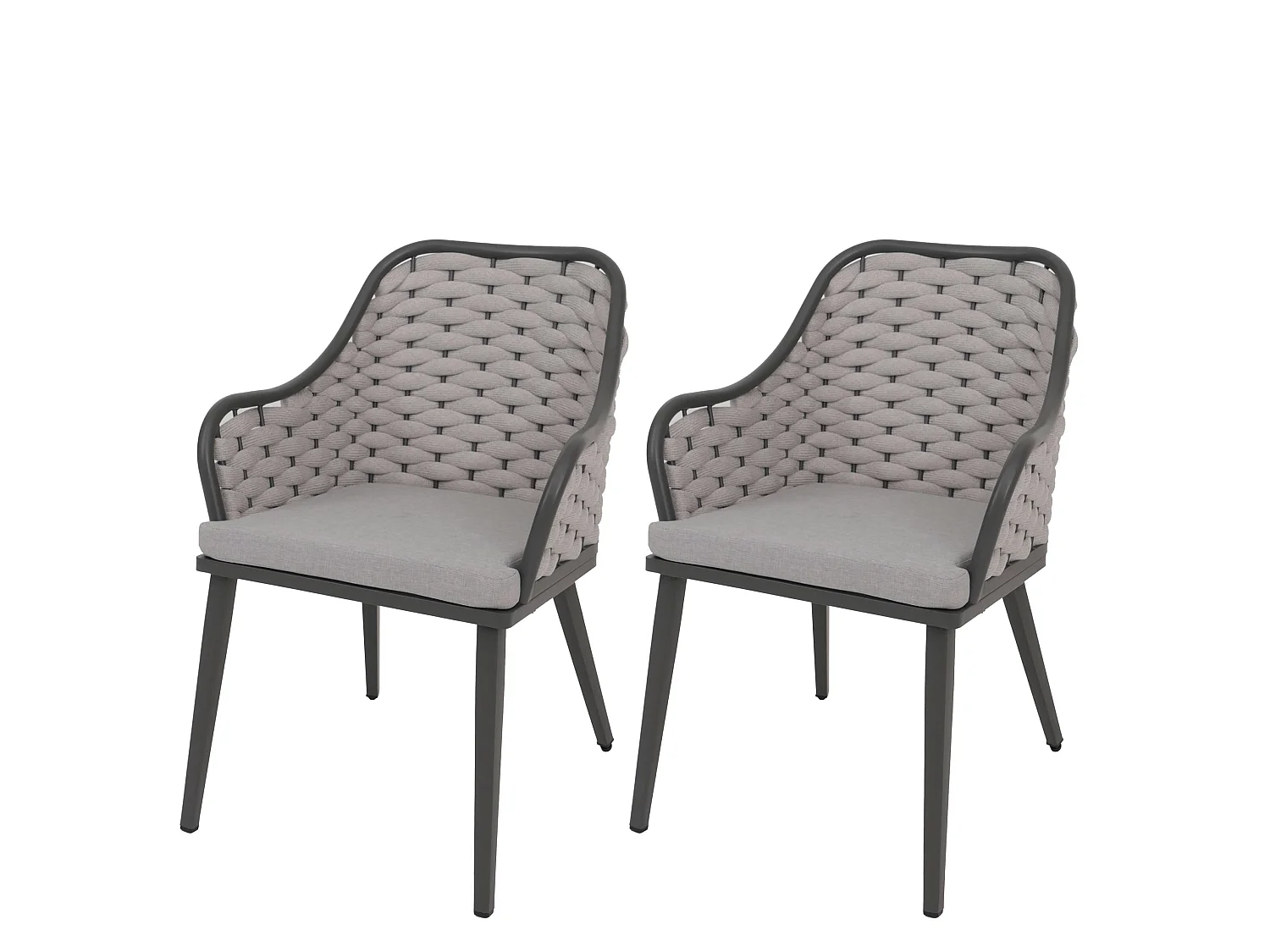 Chaise de jardin MCW-O16 (lot de 2),  gris clair Coussin gris clair
