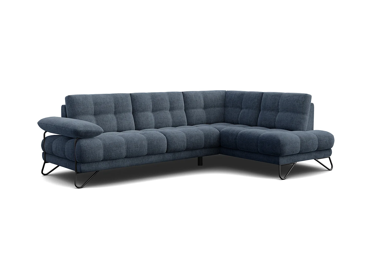 CANAPÉ D'ANGLE BUBBARA 5 places, tissu marine