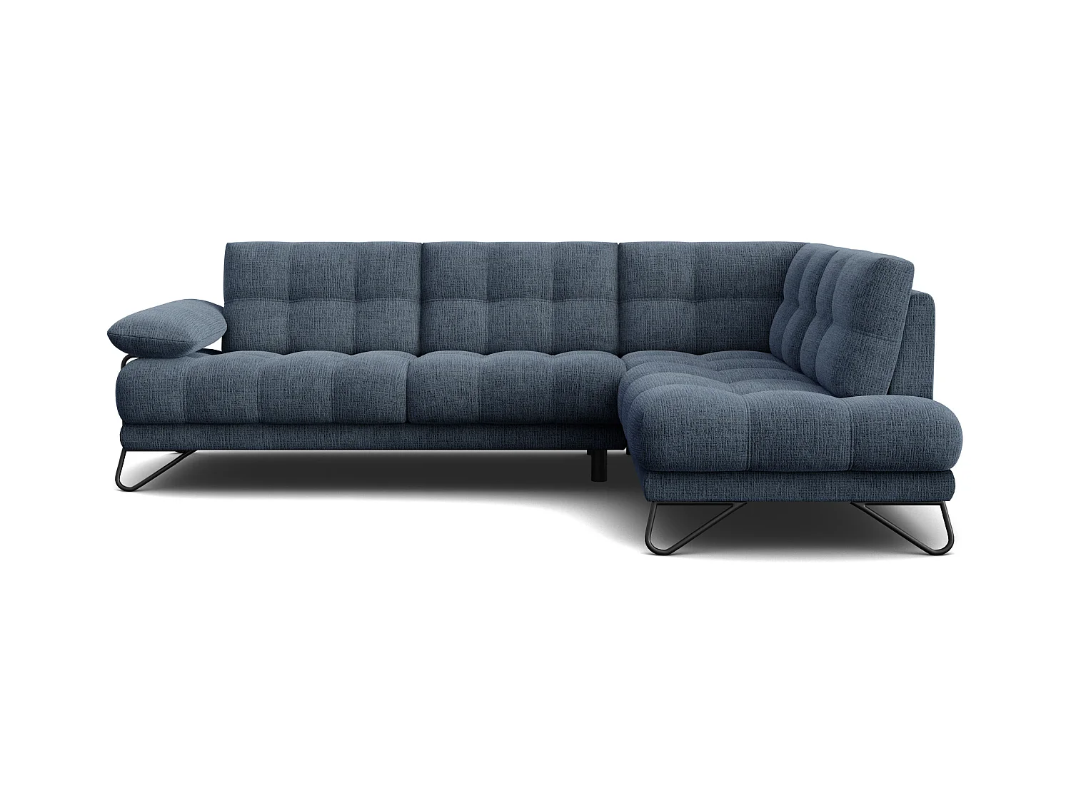CANAPÉ D'ANGLE BUBBARA 5 places, tissu marine
