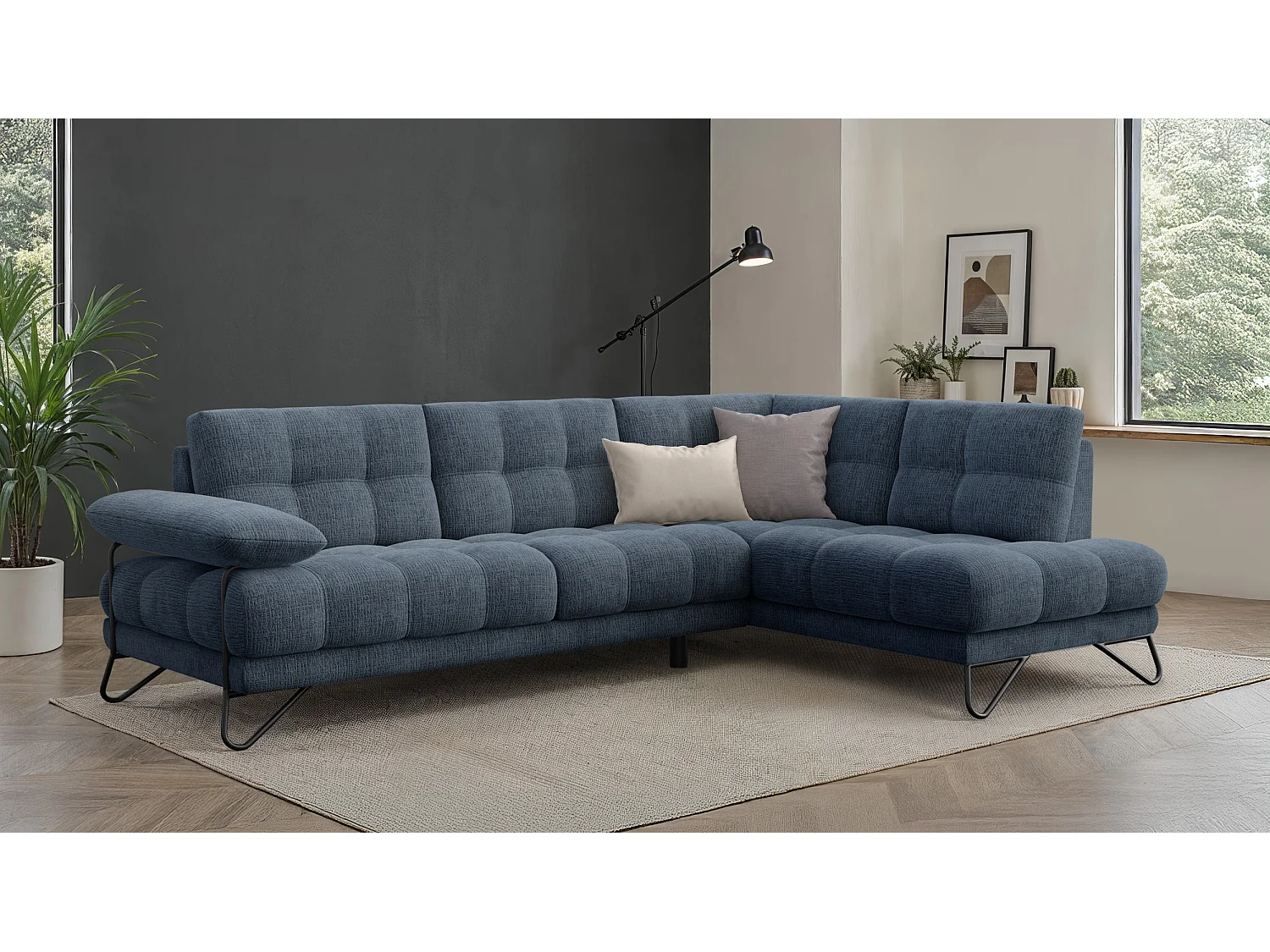 BUBBARA Ecksofa 5-Sitzer rechts, marineblau