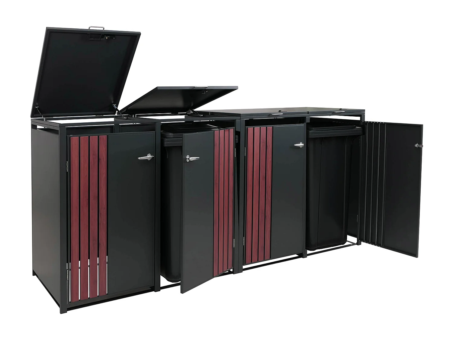 Osłona na 4 pojemniki na śmieci MCW-O67,  antracytowy wygląd drewna ciemny