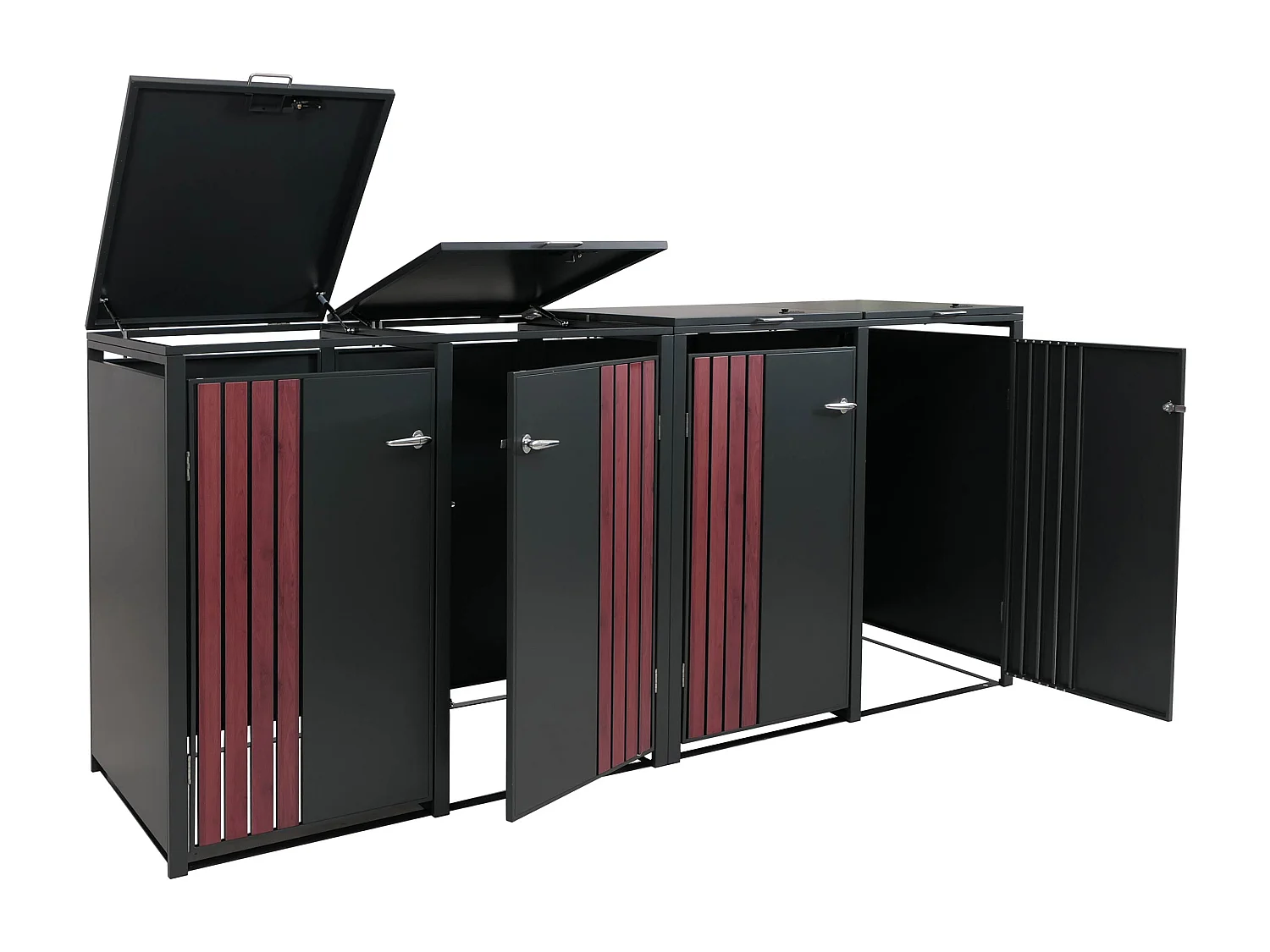 Osłona na 4 pojemniki na śmieci MCW-O67,  antracytowy wygląd drewna ciemny