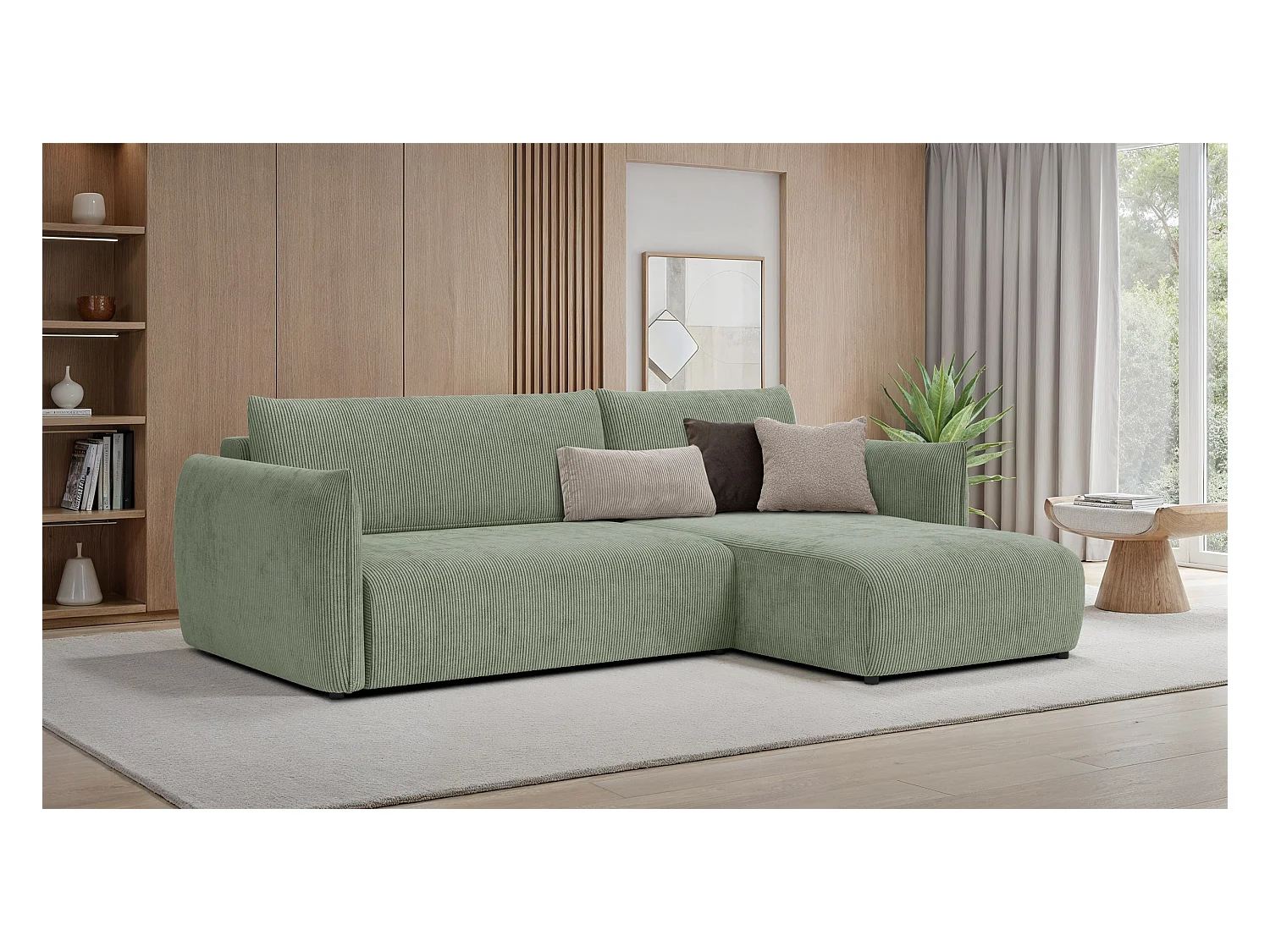 CANAPE D'ANGLE TAUER 3 places, sauge