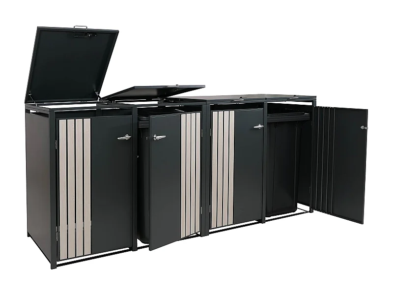 4-delige afvalcontainerbehuizing MCW-O67,  antraciet houtlook licht