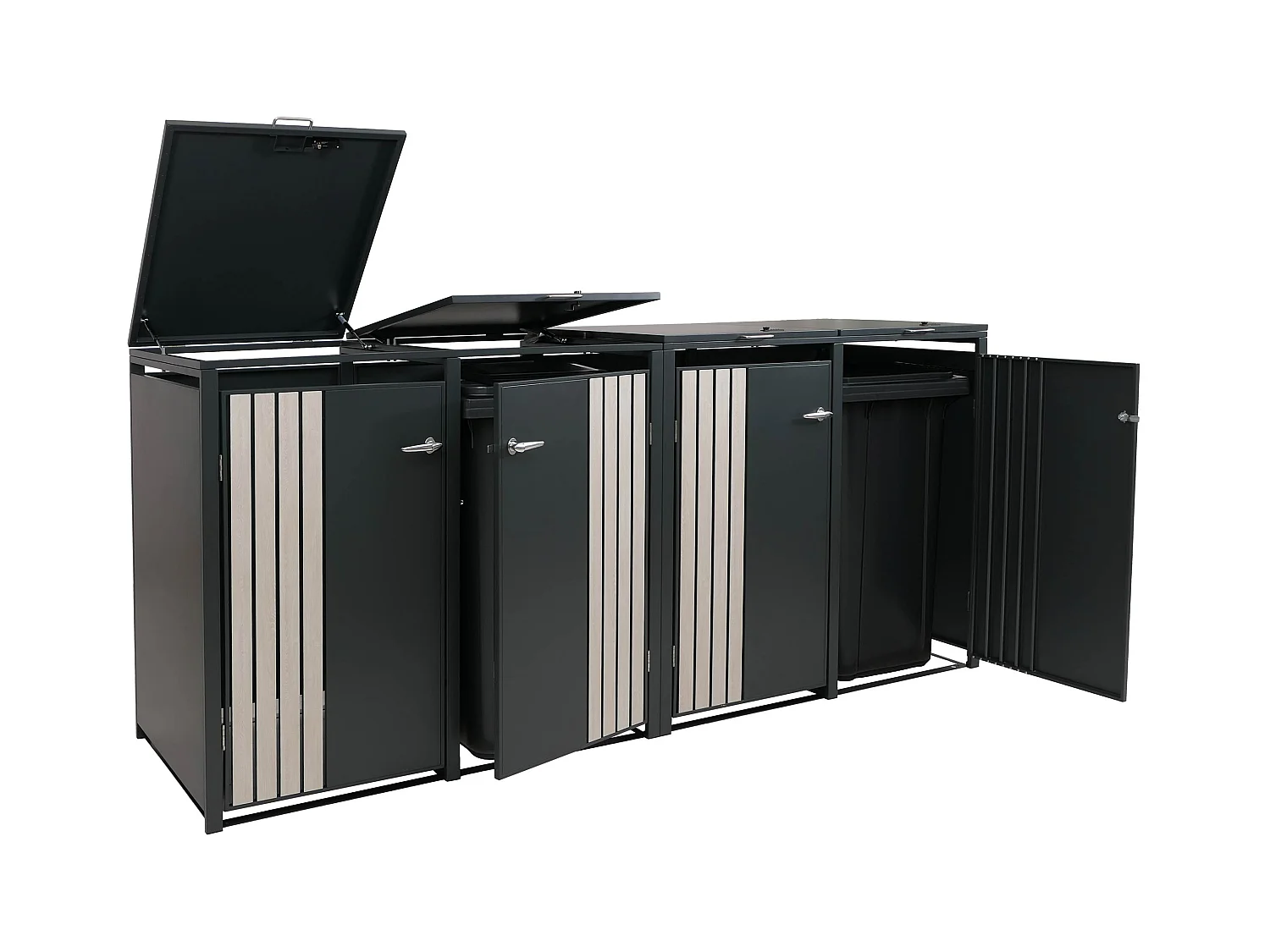 Osłona na 4 pojemniki na śmieci MCW-O67,  antracytowy wygląd drewna jasny