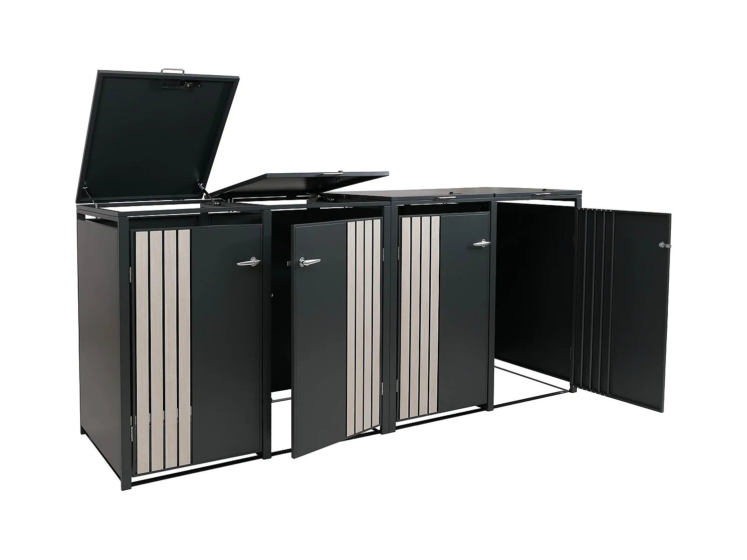 Osłona na 4 pojemniki na śmieci MCW-O67,  antracytowy wygląd drewna jasny