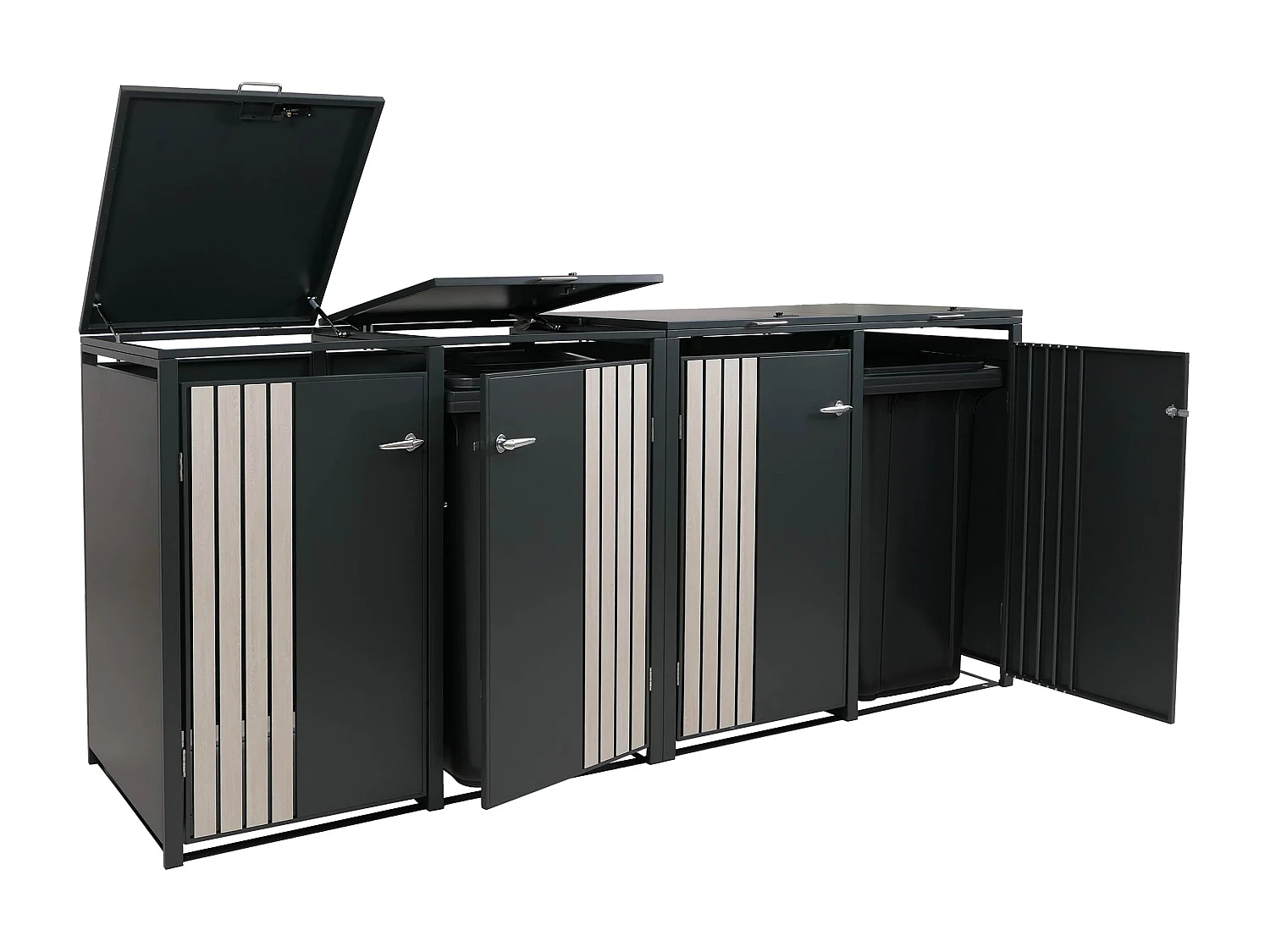 Osłona na 4 pojemniki na śmieci MCW-O67,  antracytowy wygląd drewna jasny