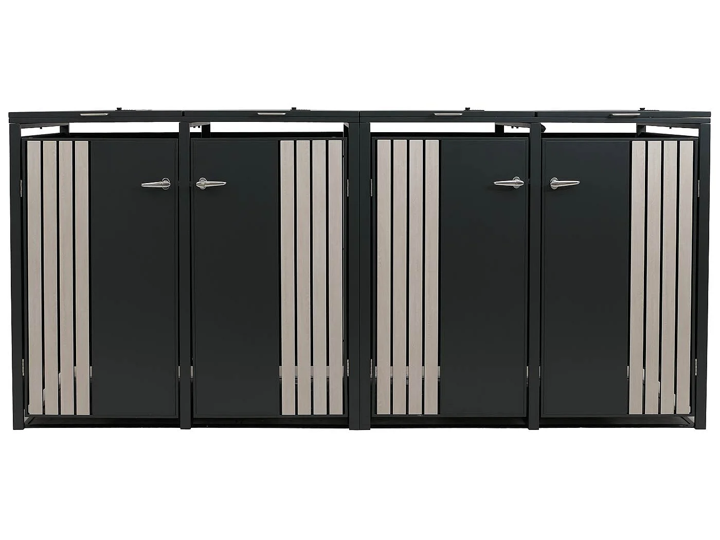 4-bin waste bin enclosure MCW-O67,  light anthracite wood effect