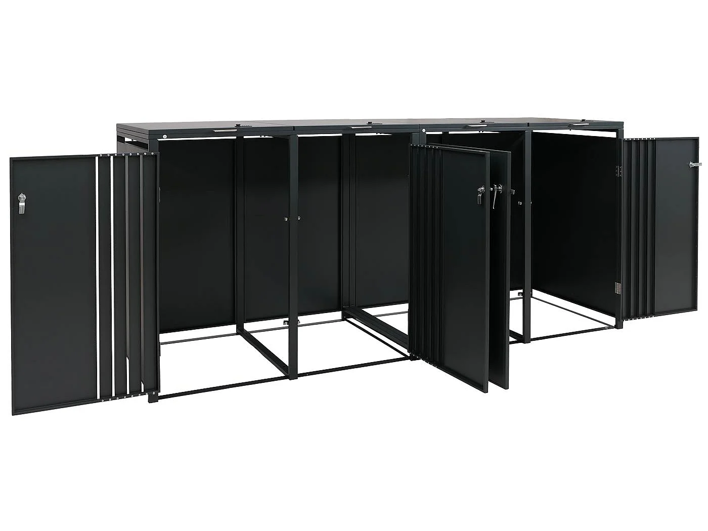 4-bin waste bin enclosure MCW-O67,  light anthracite wood effect