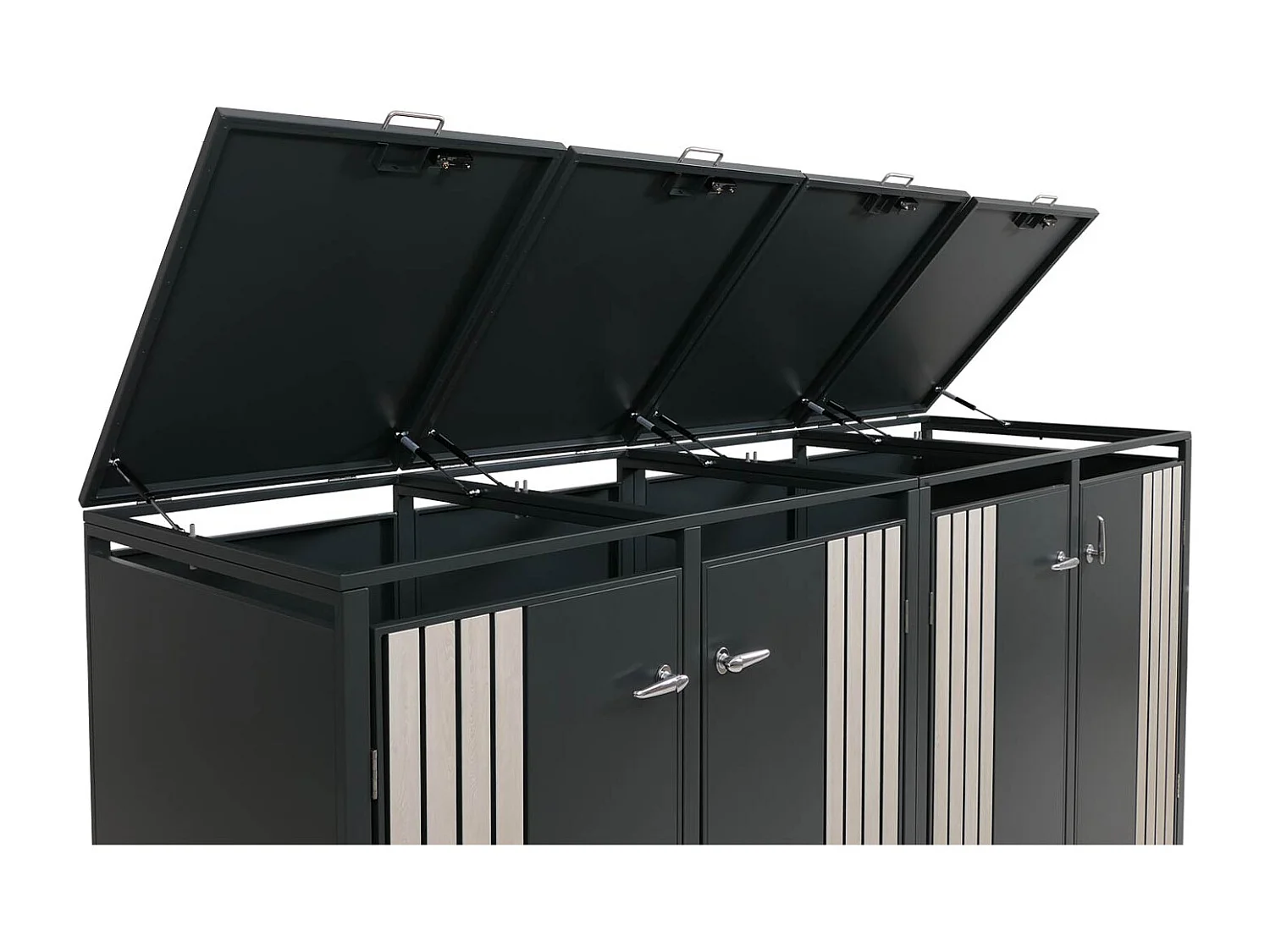 4-bin waste bin enclosure MCW-O67,  light anthracite wood effect
