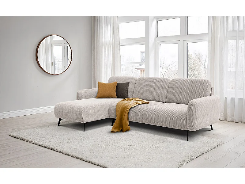 CANAPÉ D'ANGLE FEBE 4 places, tissu beige