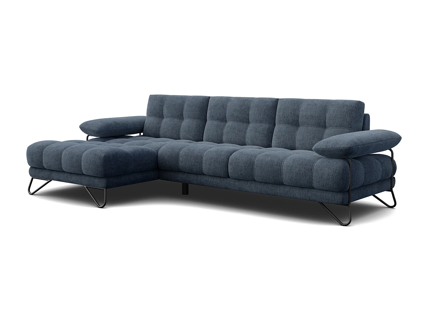 BUBBARA Ecksofa 4-Sitzer links, marineblau