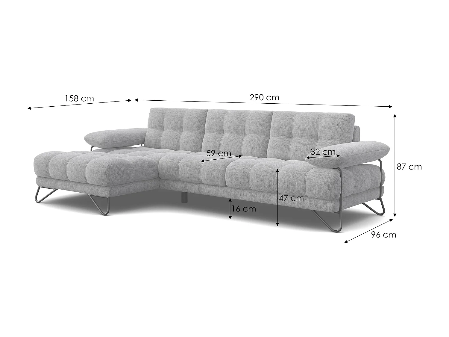 BUBBARA Ecksofa 4-Sitzer links, marineblau