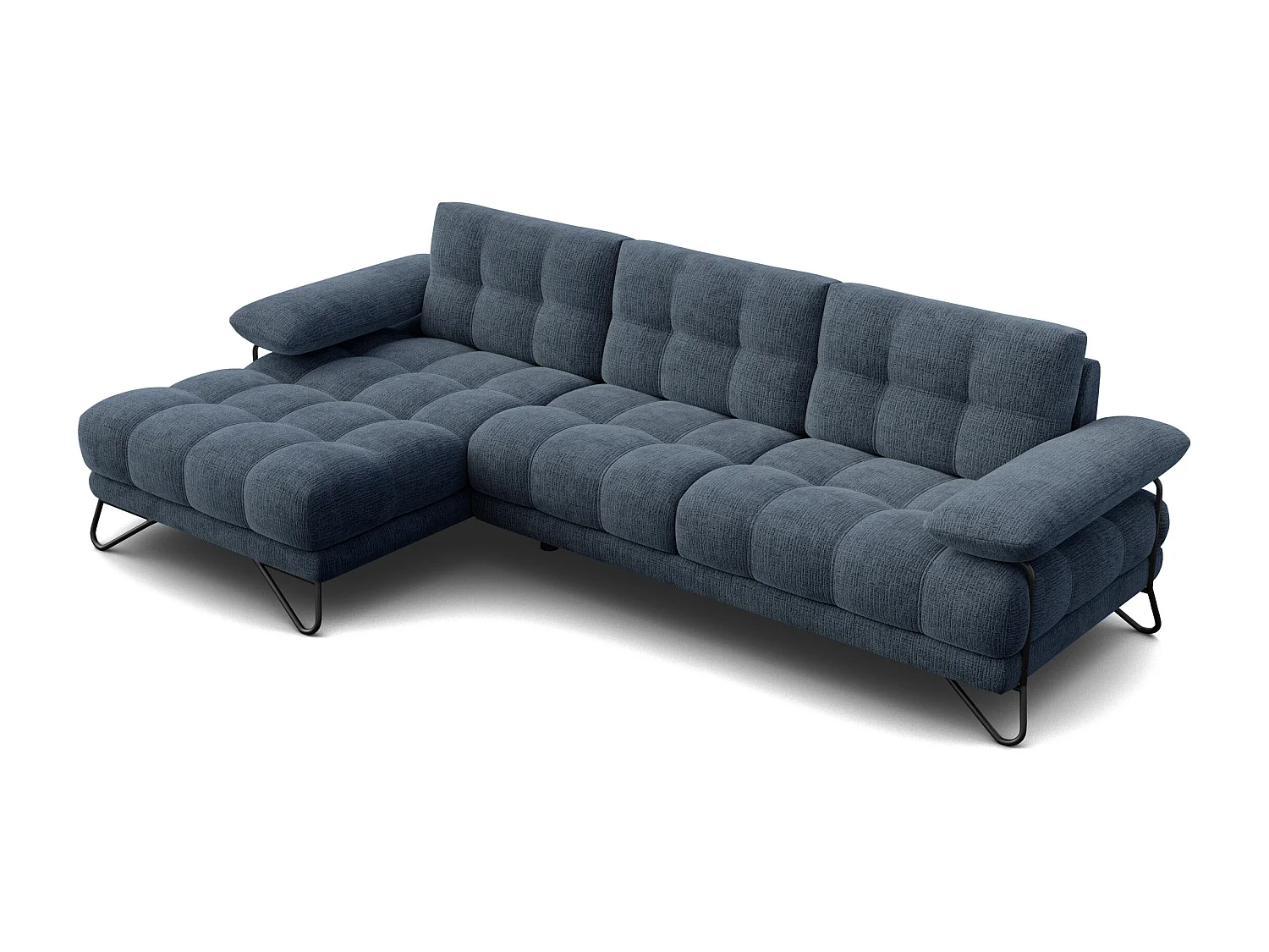 BUBBARA Ecksofa 4-Sitzer links, marineblau